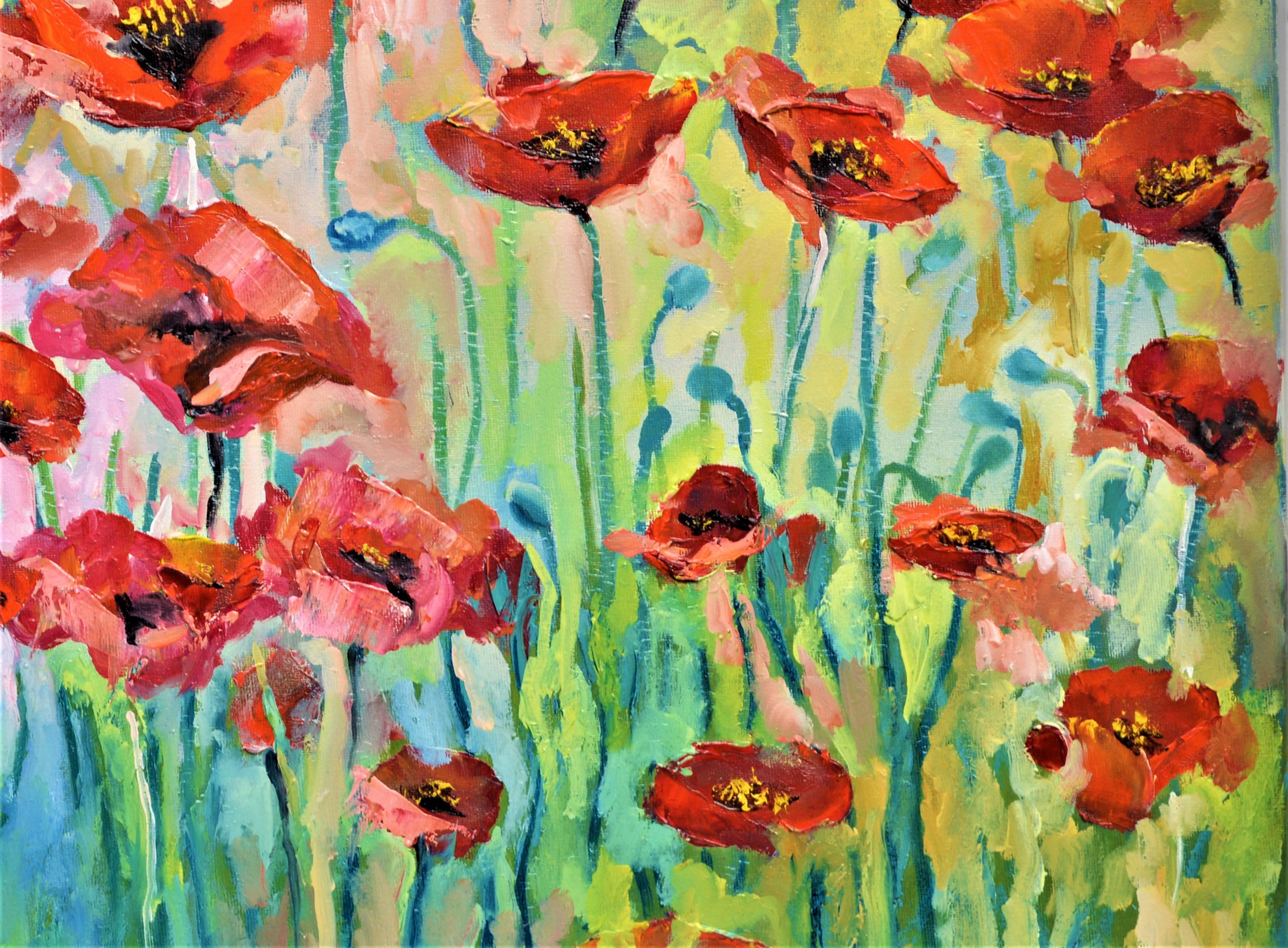 Scarlet poppies 50X70 oil painting For Sale 7