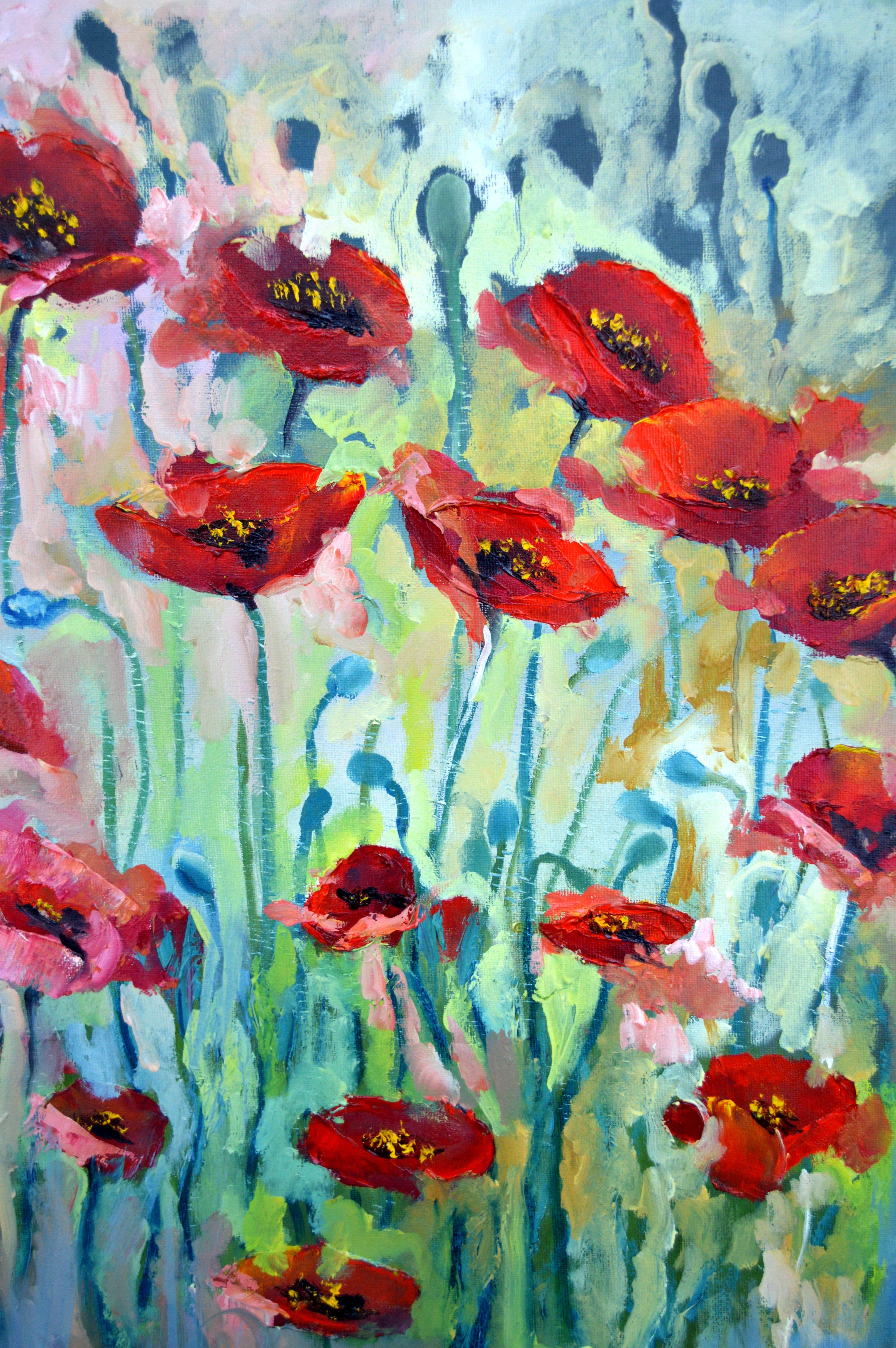 Scarlet poppies 50X70 oil painting For Sale 2