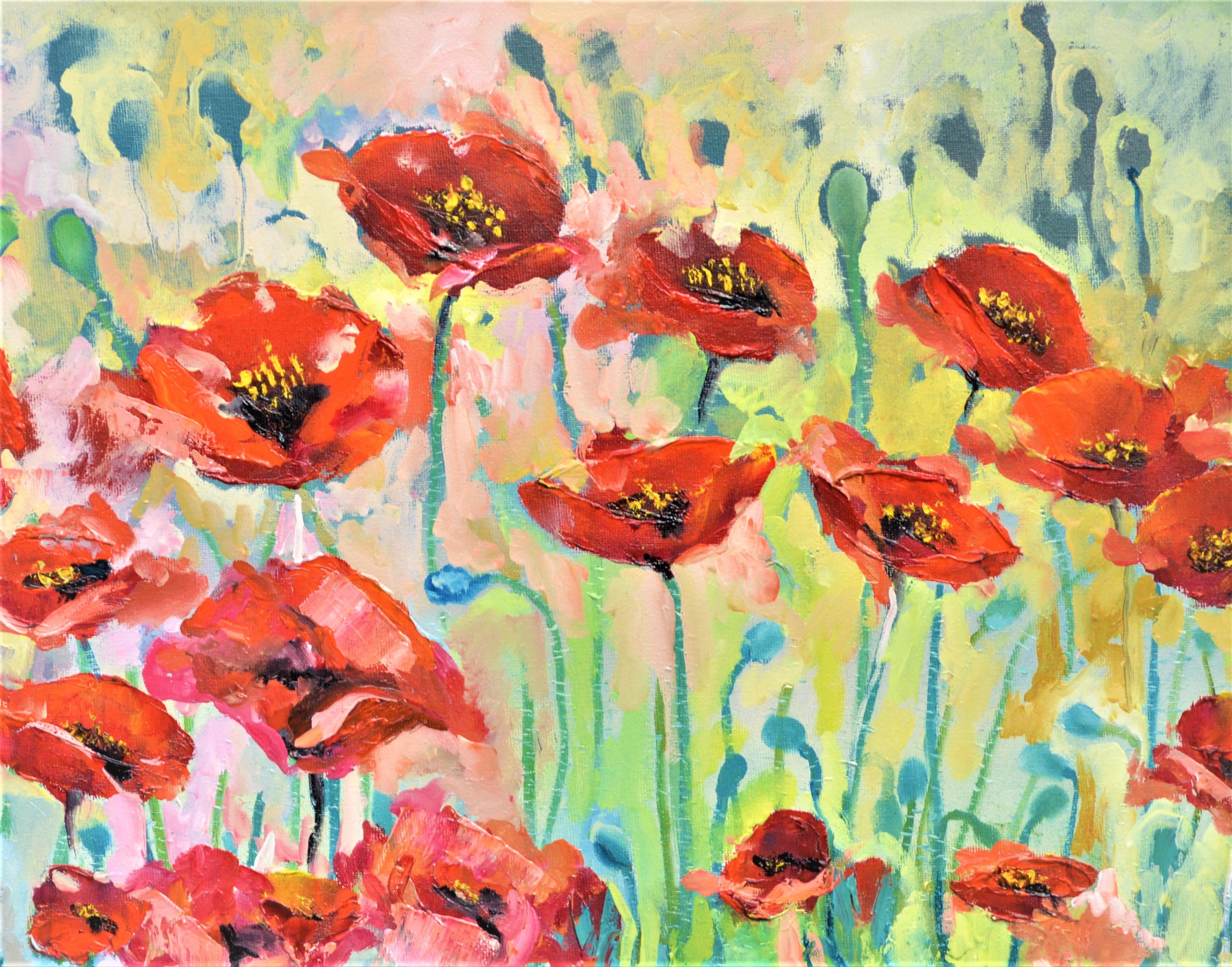 Scarlet Poppies 50X70 Ölgemälde im Angebot 1
