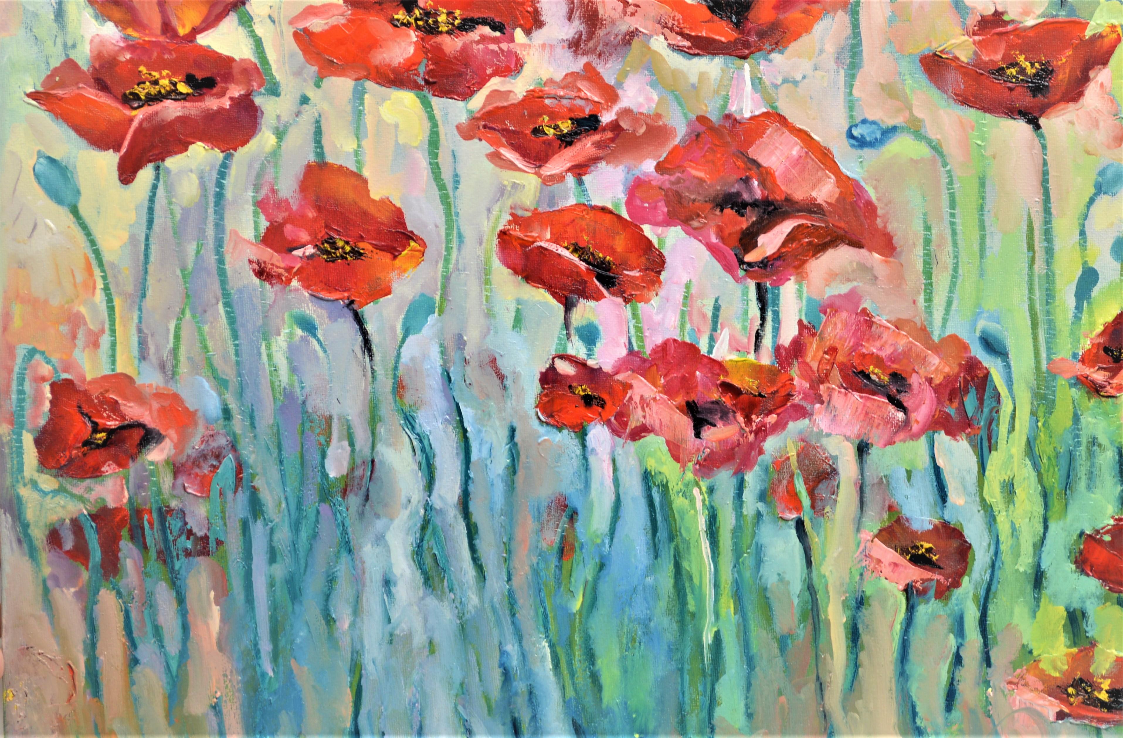 Scarlet poppies 50X70 oil painting For Sale 5