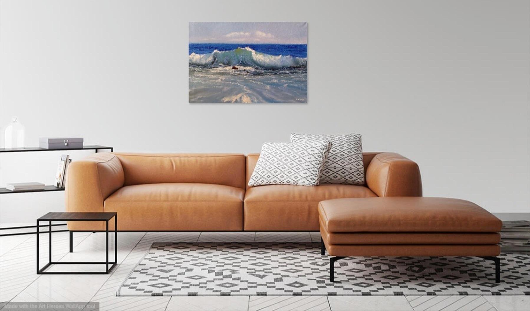Paisaje marino con olas - Painting de Elena Lukina