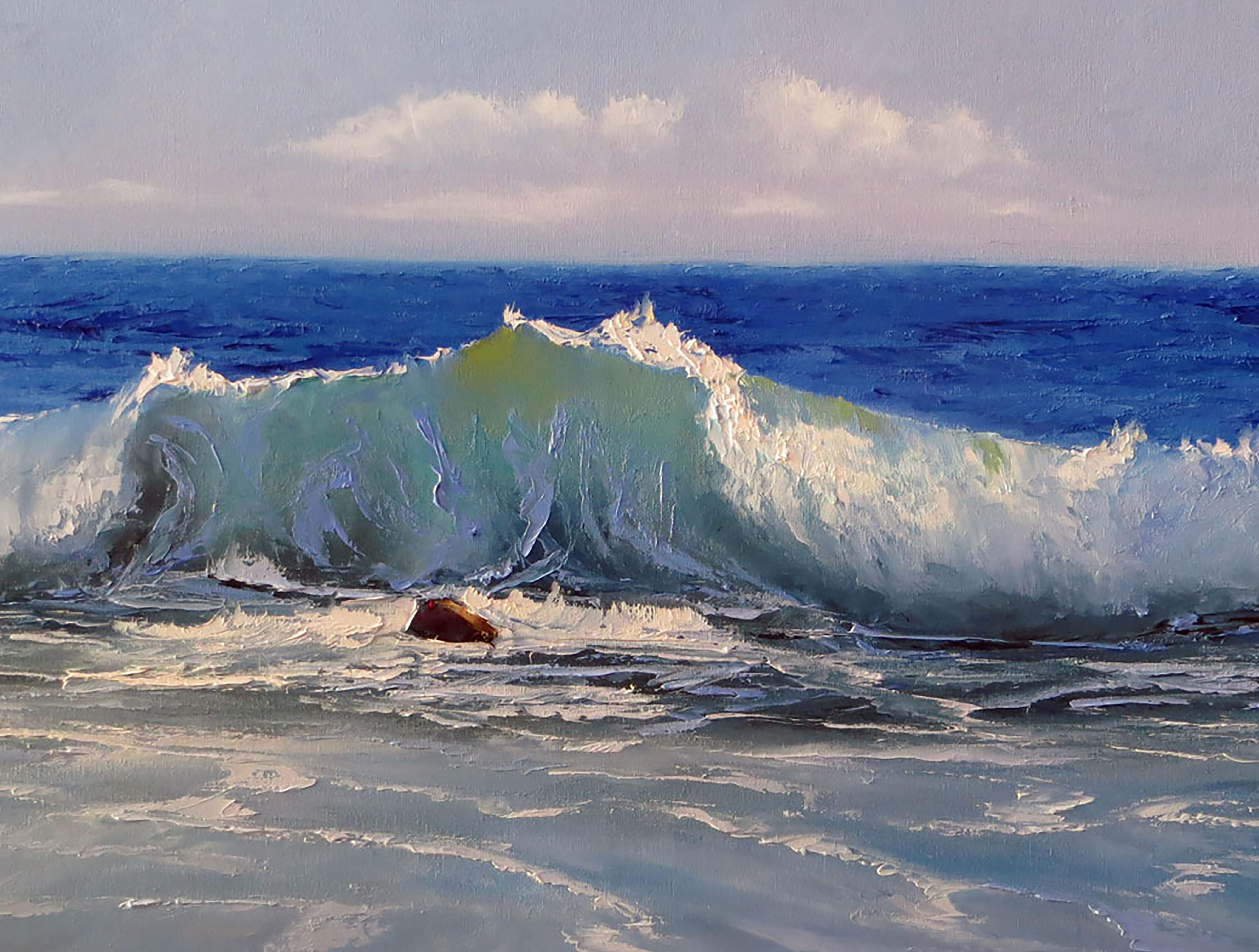 Paisaje marino con olas - Interior Painting Gris de Elena Lukina