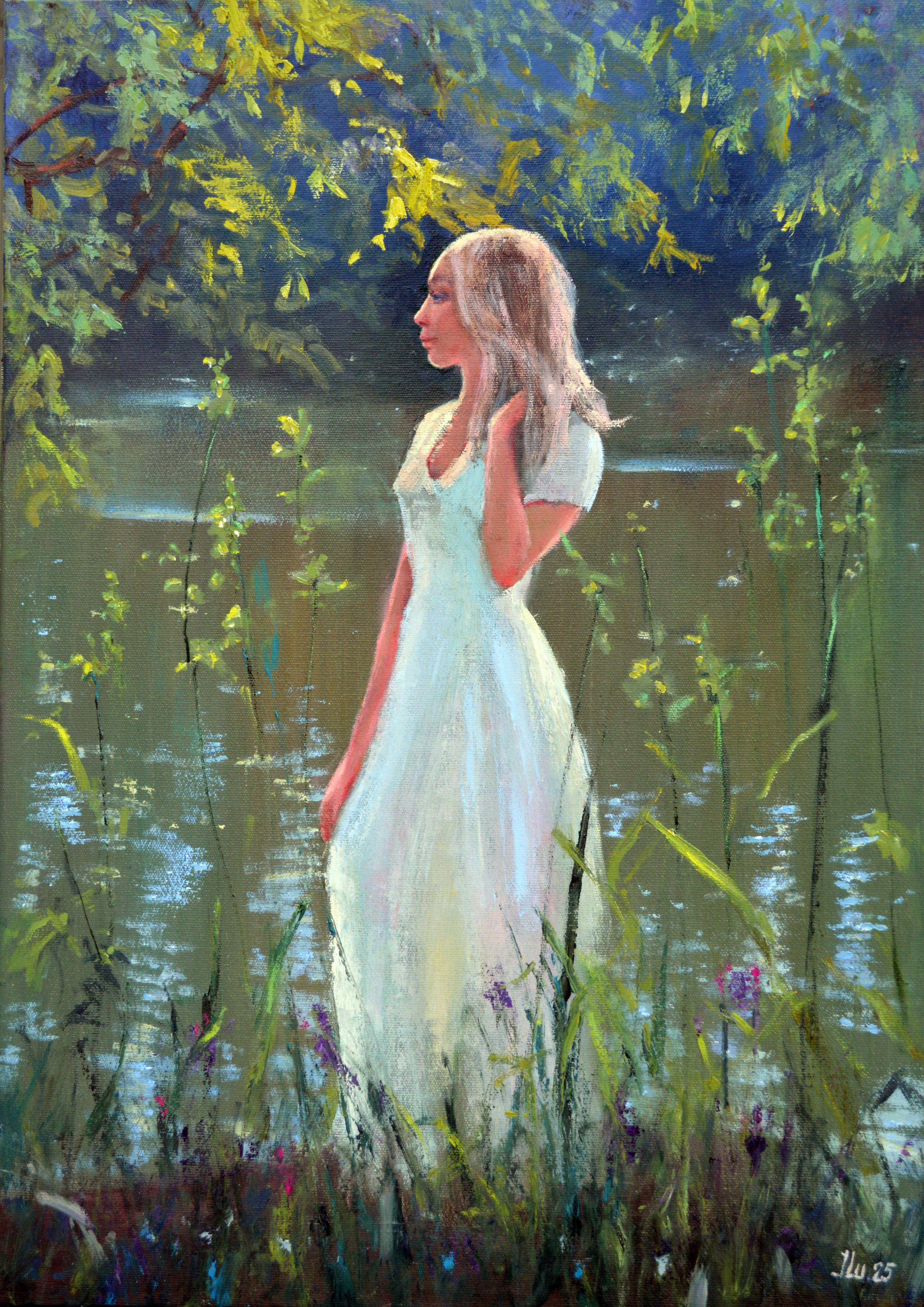 Serene Adagio Original große Landschaft Ölgemälde auf italienischer Leinwand.