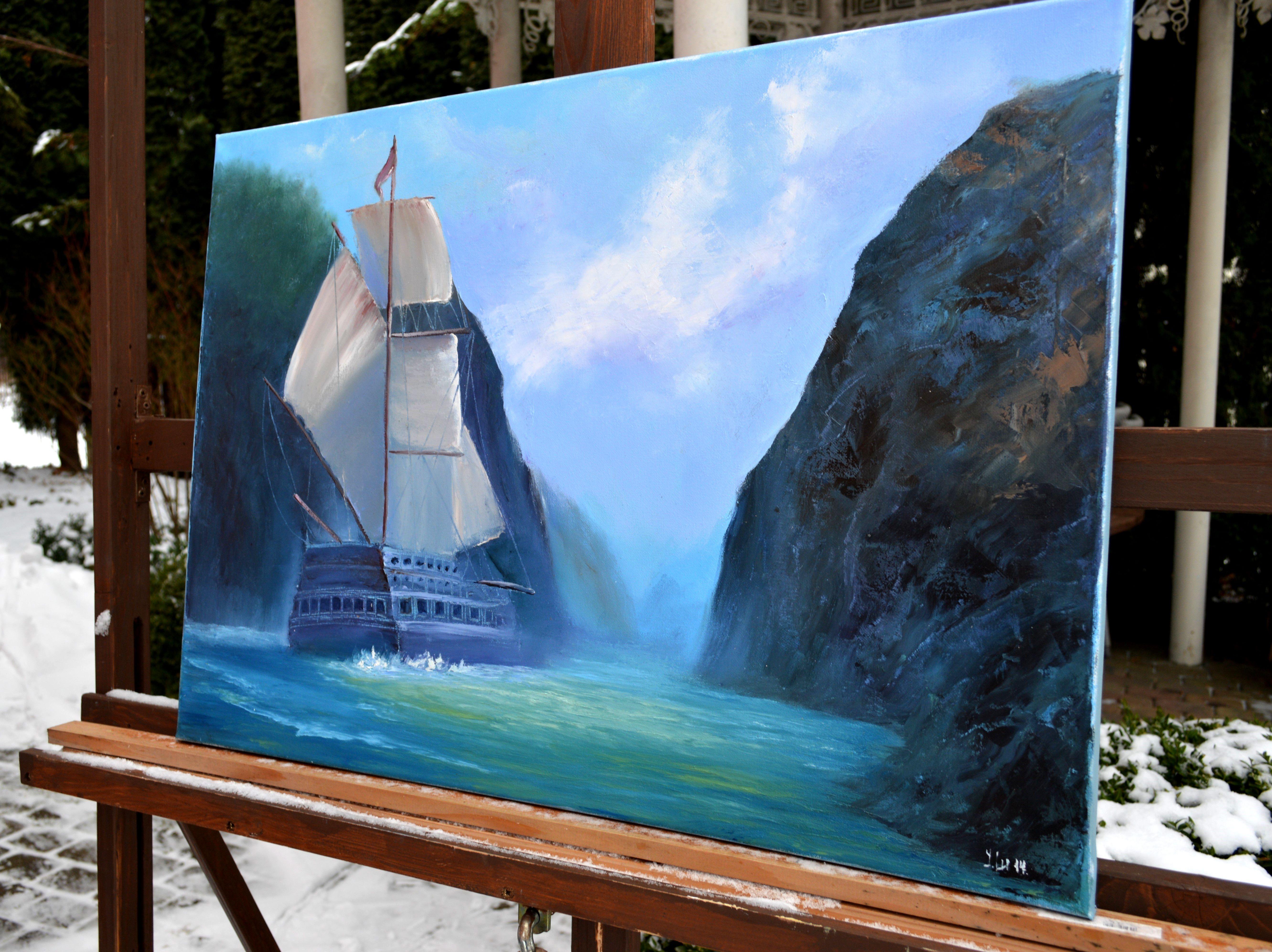 Schiff in der Bucht im Angebot 1