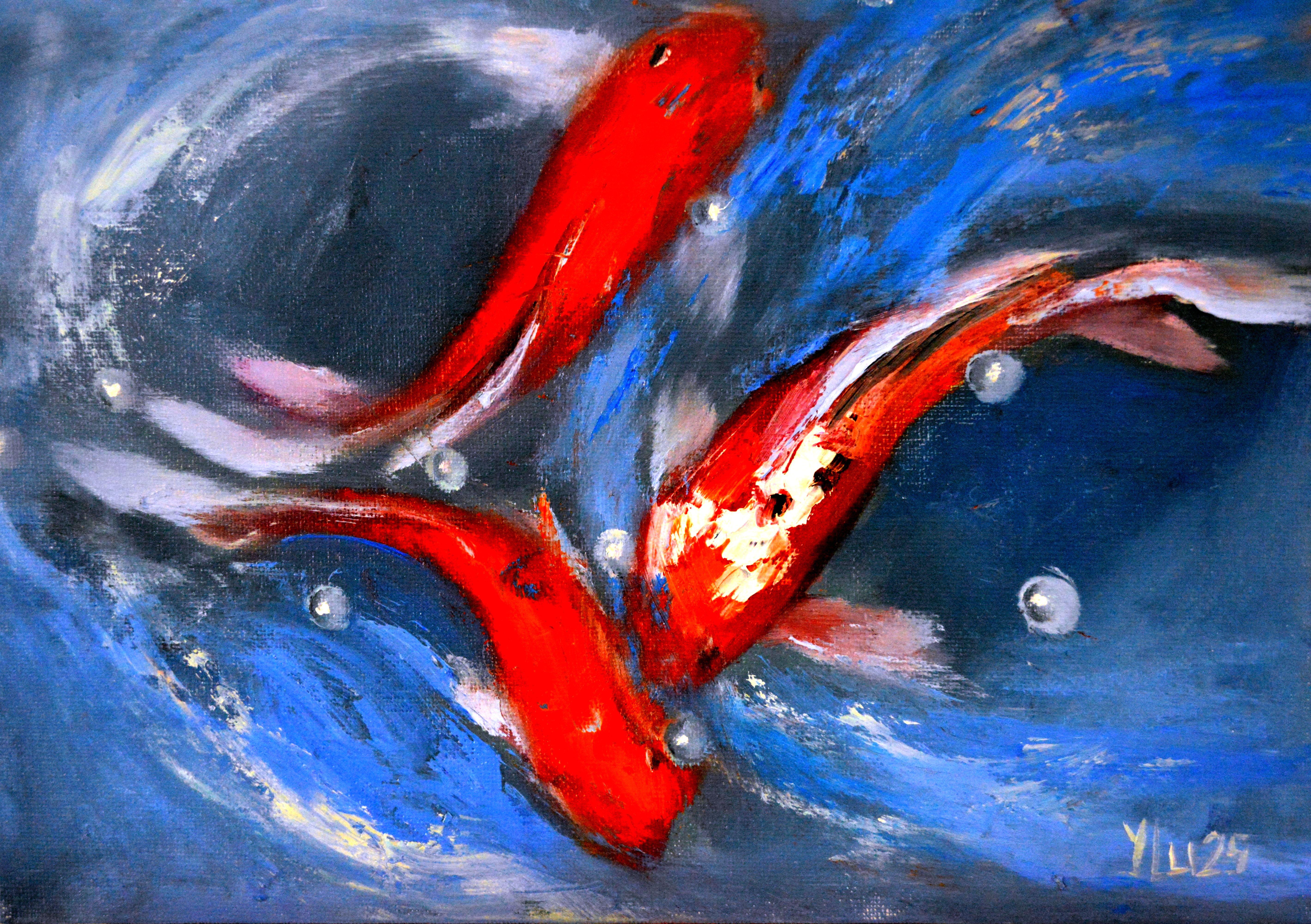 Skizze mit Koi-Fischen.