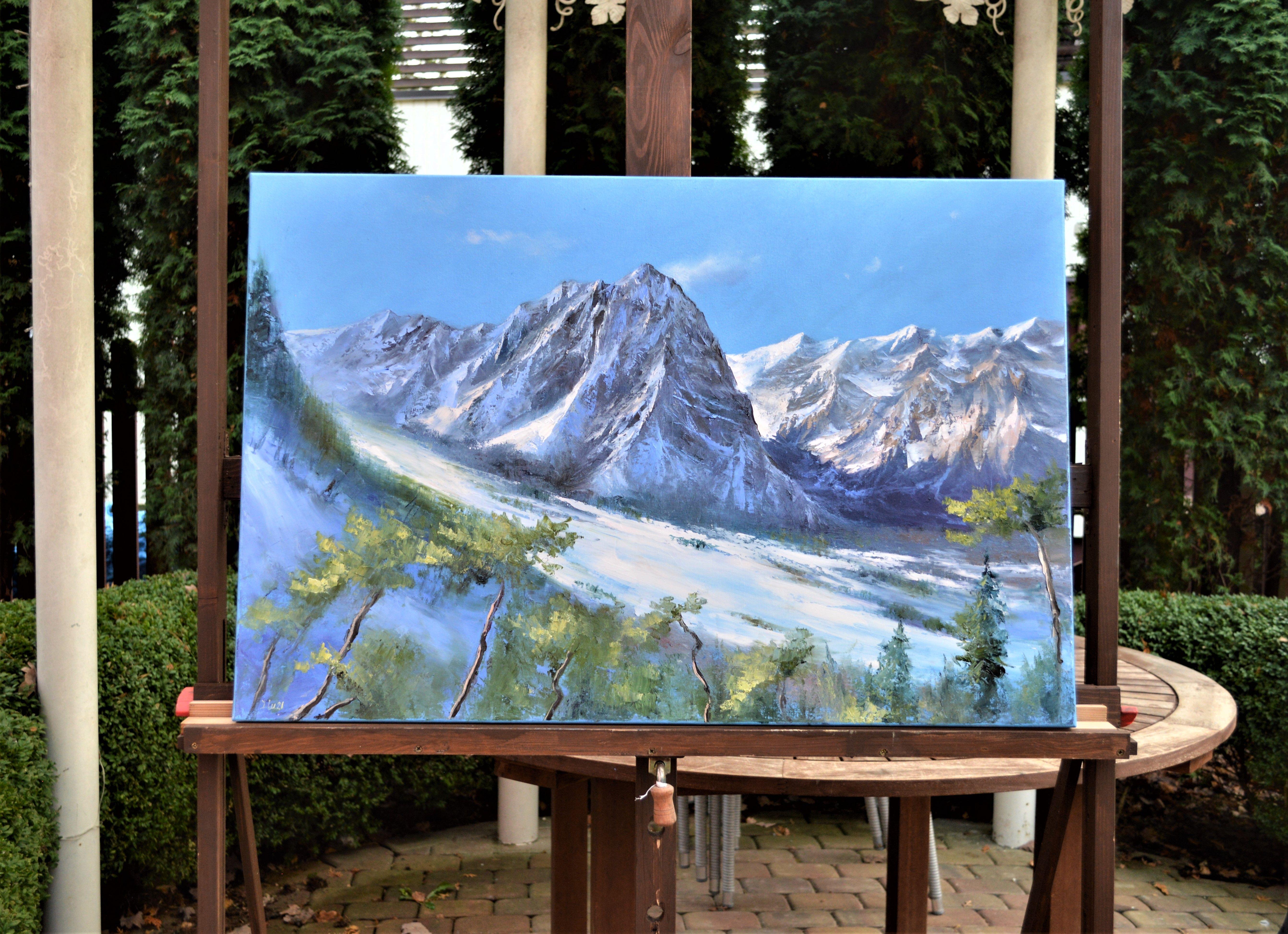 Ski slope 60X90 - Expressionist Painting by Elena Lukina