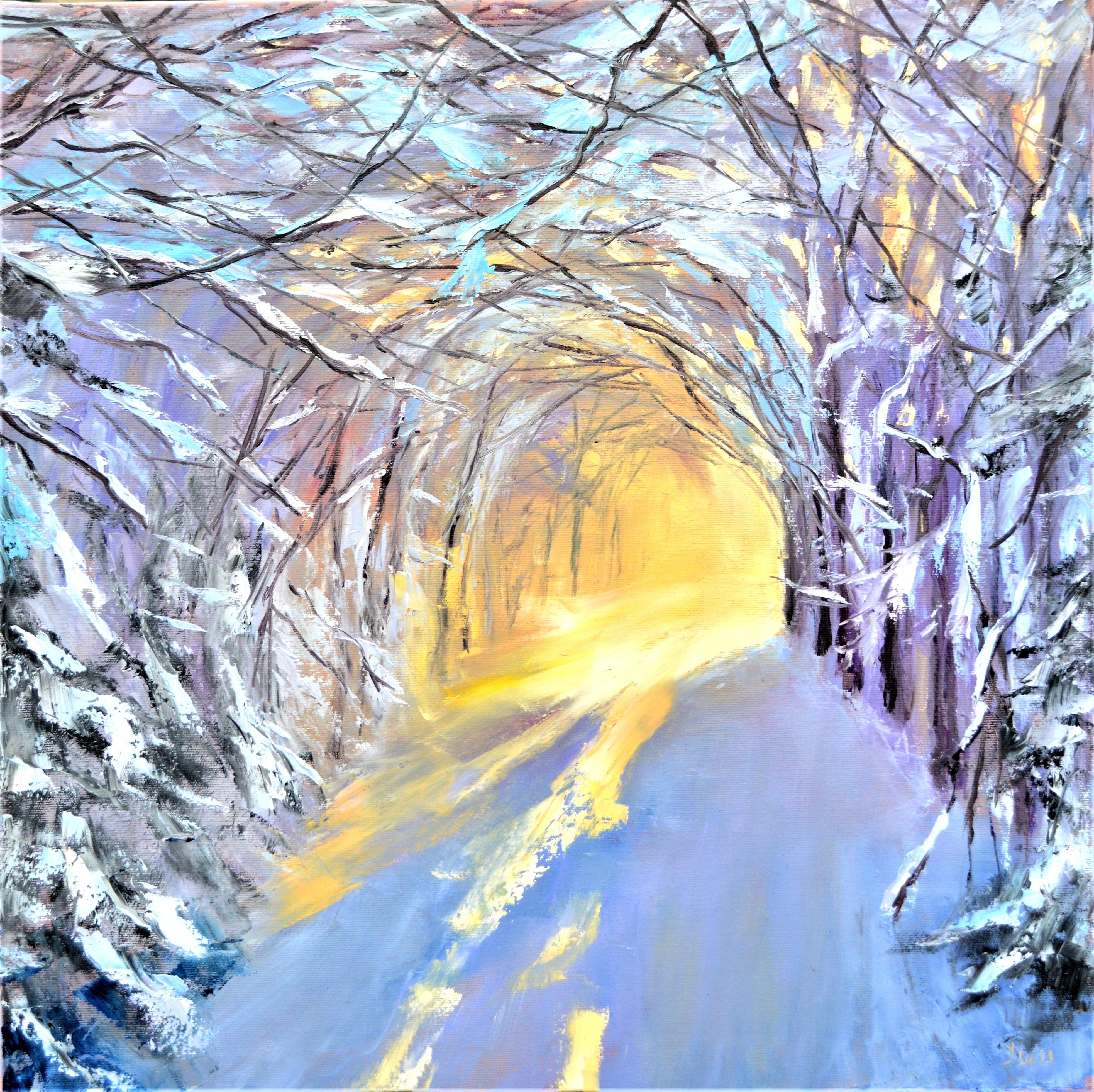 Elena Lukina Interior Painting - Snow alley 60X60