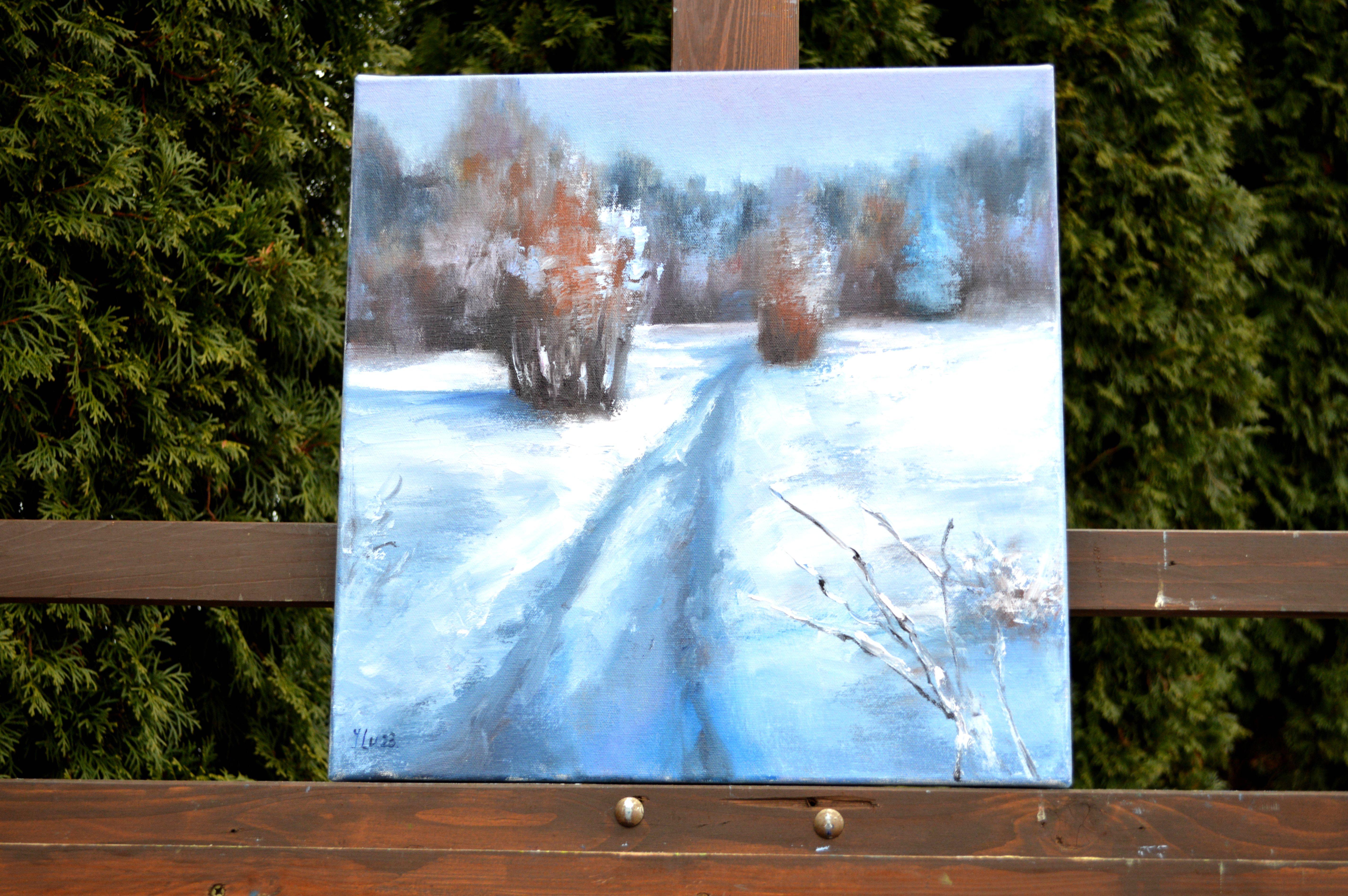 Snow path 40X40 - Painting by Elena Lukina