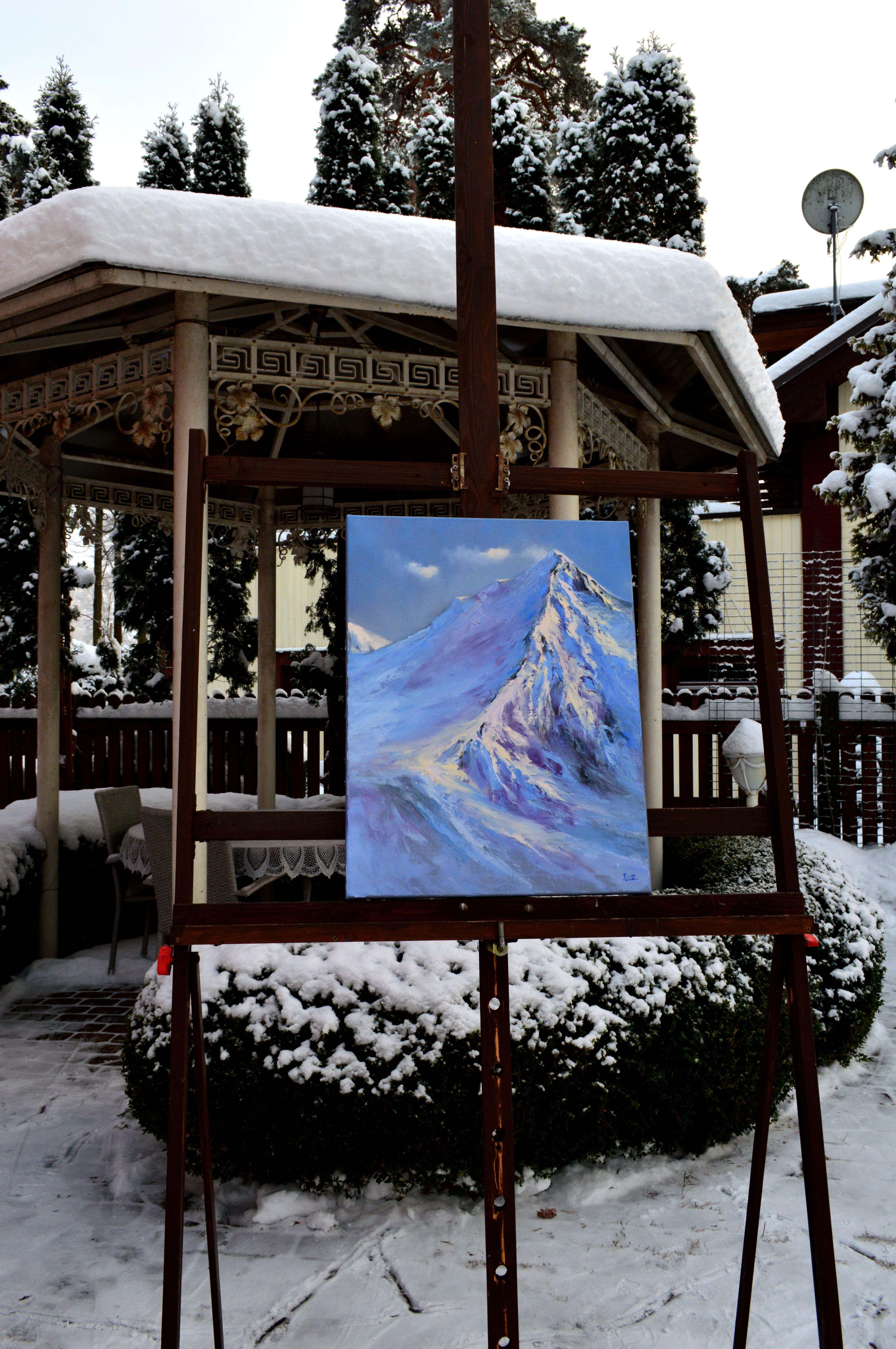 Snow peaks 60X50 - Painting by Elena Lukina
