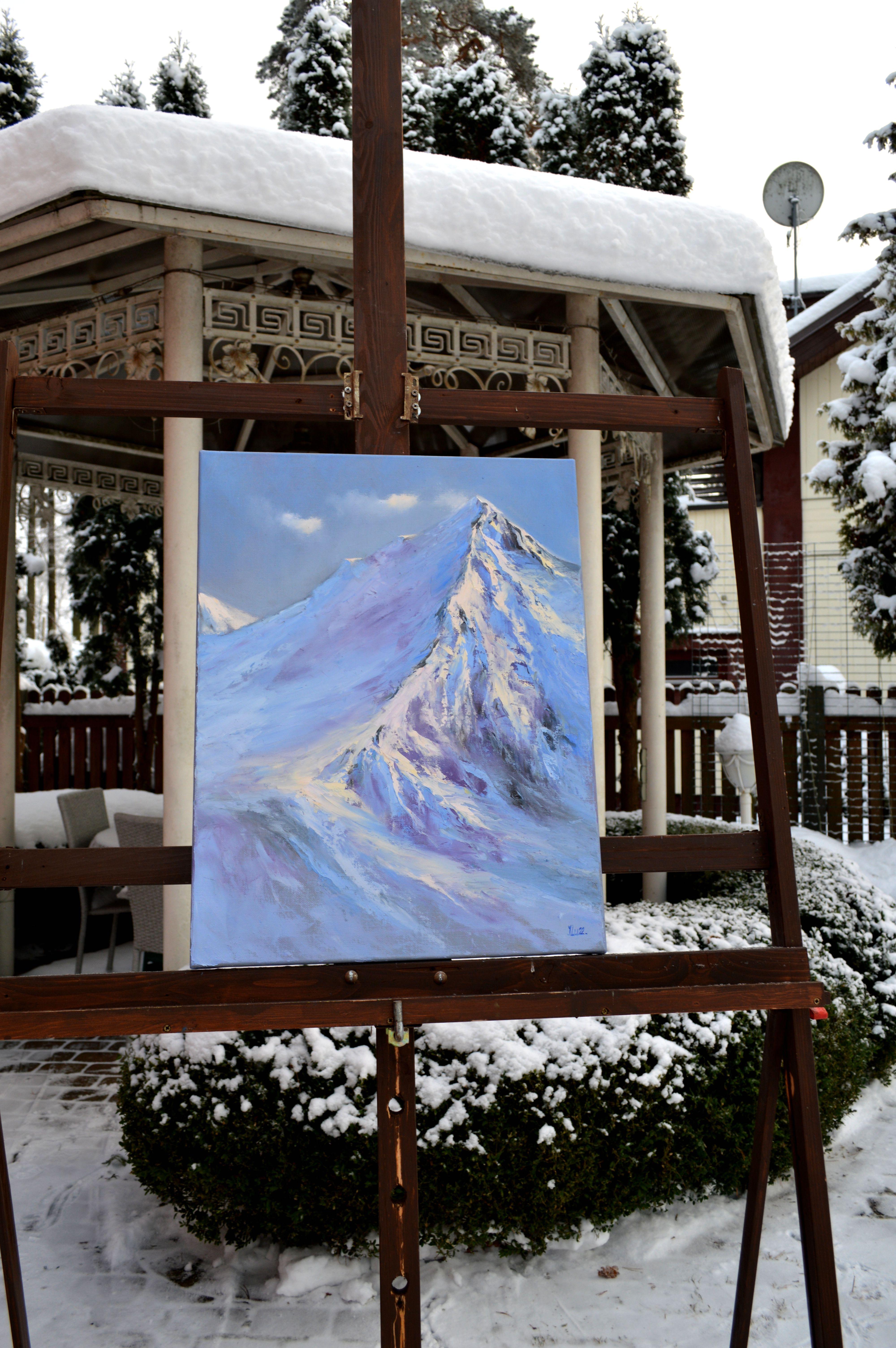 Snow peaks 60X50 - Expressionist Painting by Elena Lukina