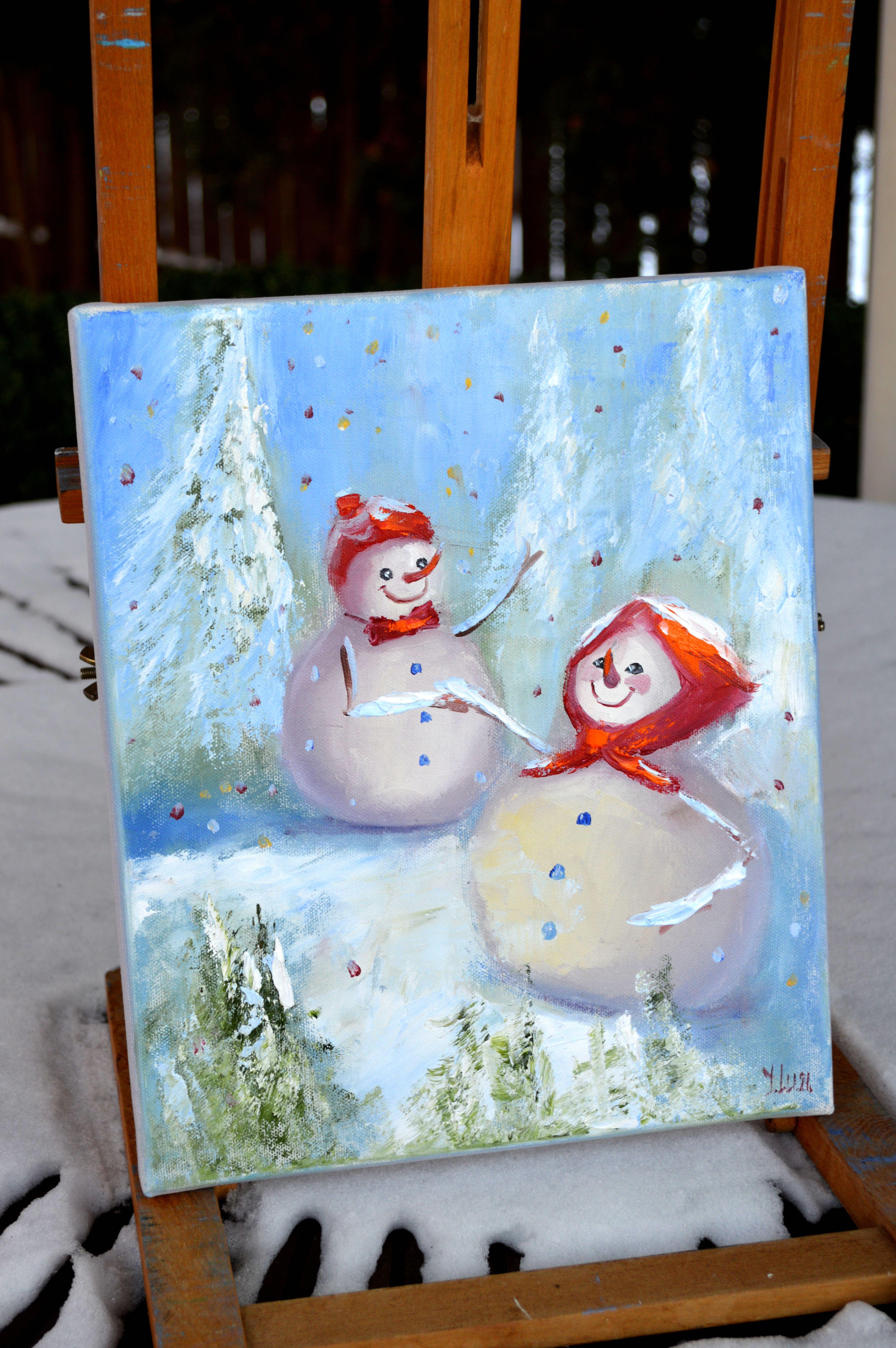 Valzer della neve - Figurative Painting Blu di Elena Lukina