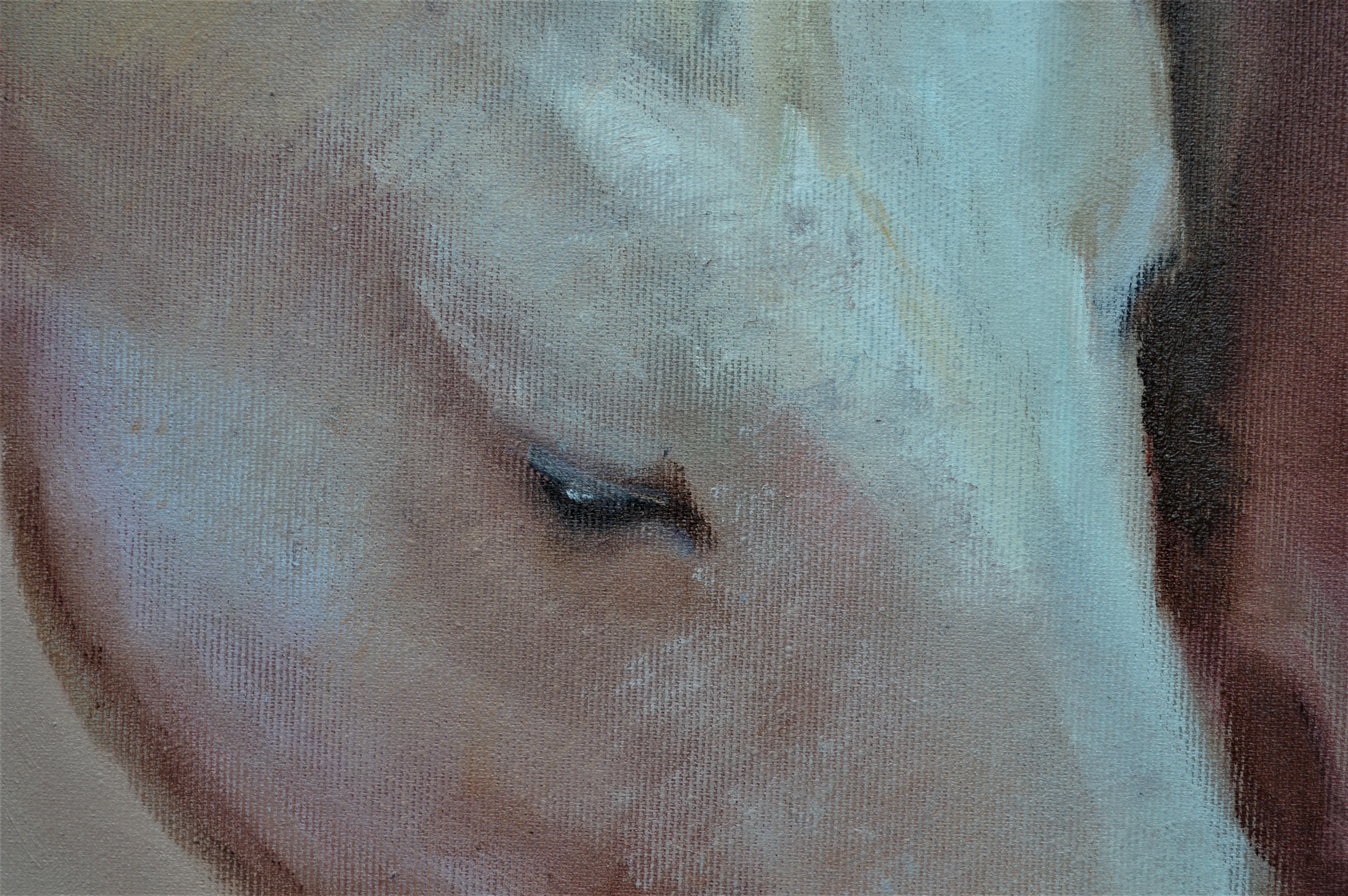 Huile blanche et rouge des têtes de neige 80X80 en vente 7