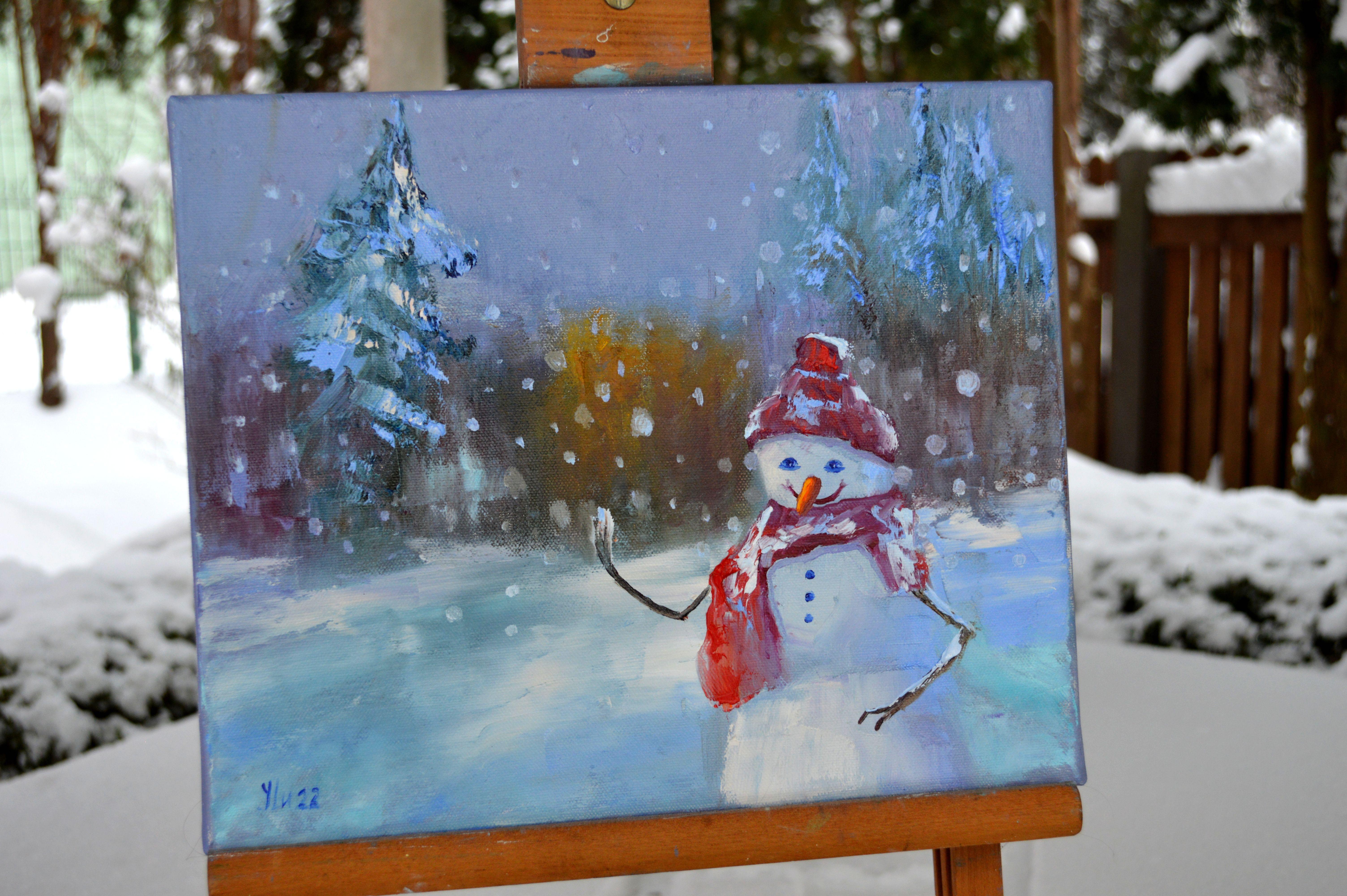 Snowman in a fairy forest For Sale 11