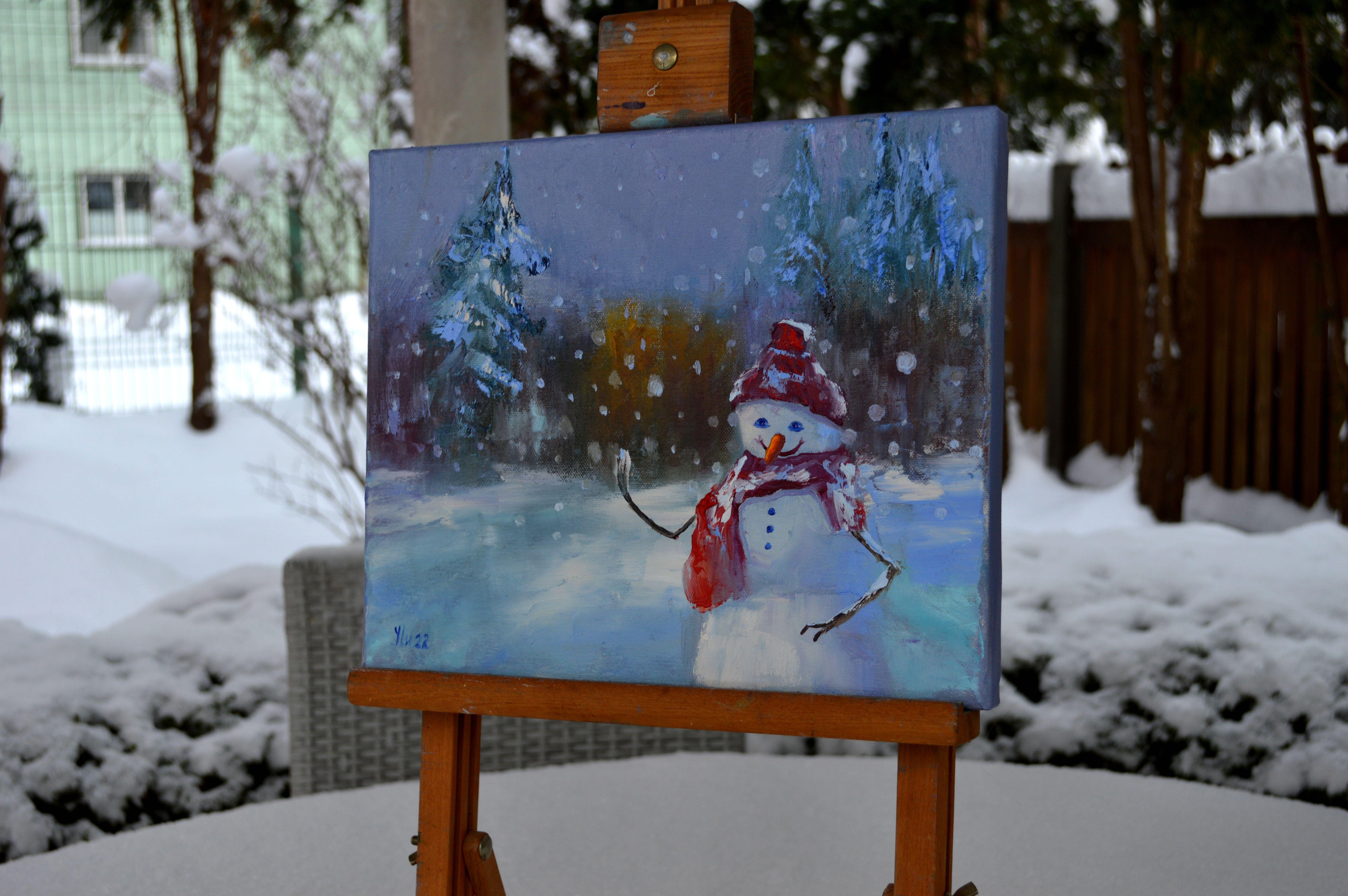 Snowman in a fairy forest For Sale 1