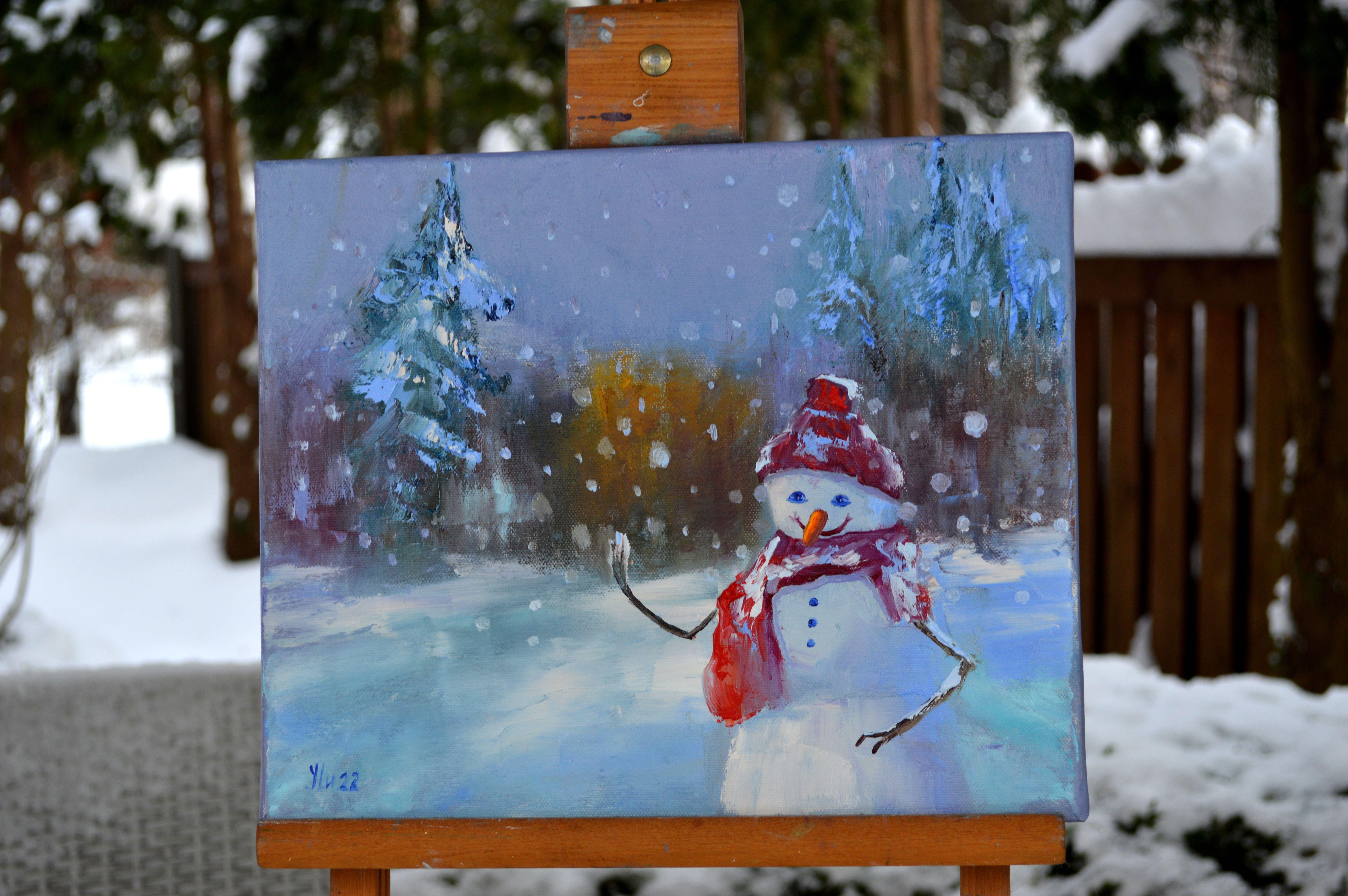 Snowman in a fairy forest For Sale 2