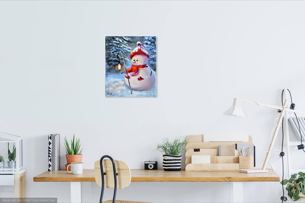 Snowman with a flashlight 30X25 For Sale 6