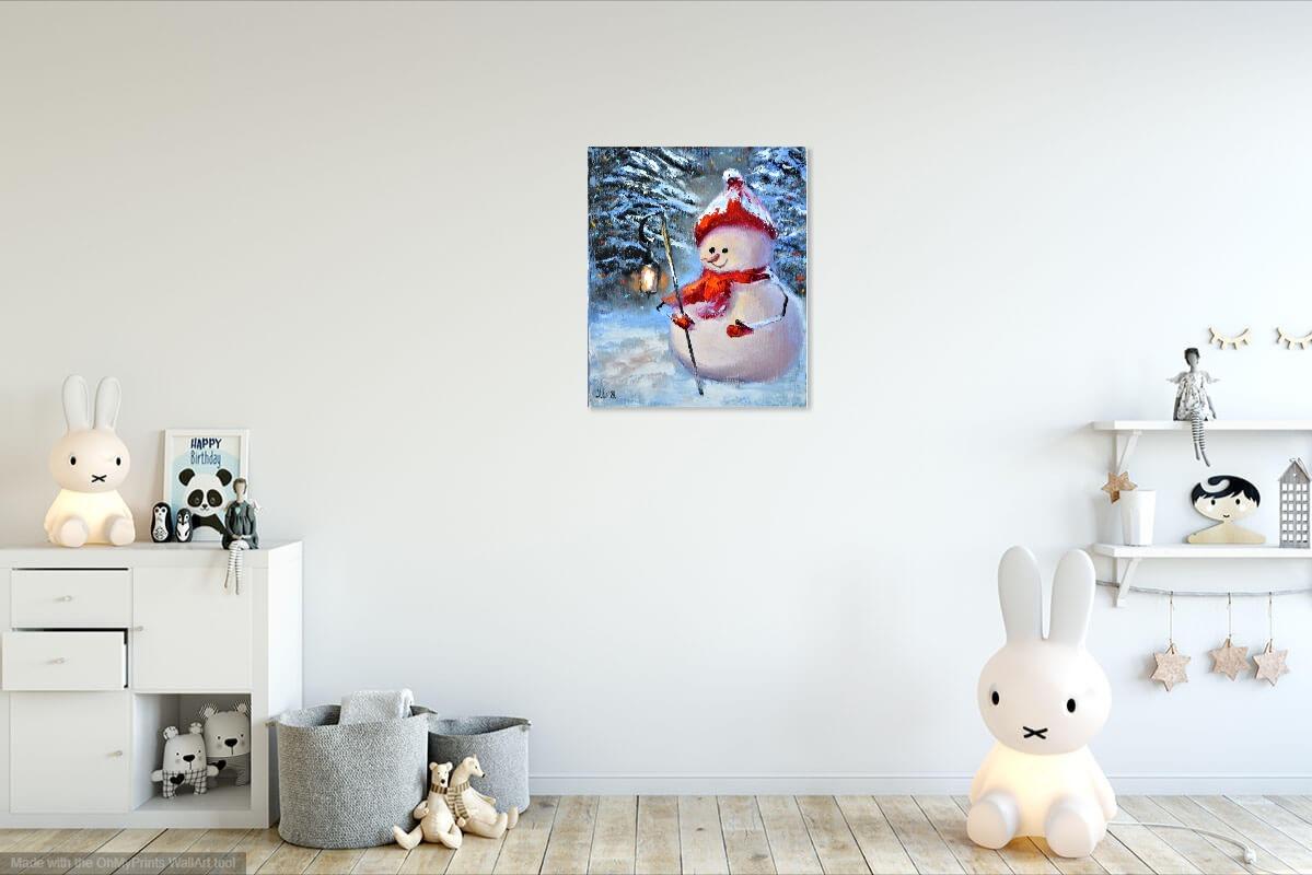 Snowman with a flashlight 30X25 For Sale 7