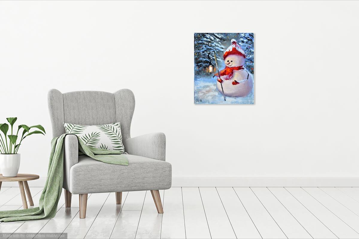 Snowman with a flashlight 30X25 For Sale 8