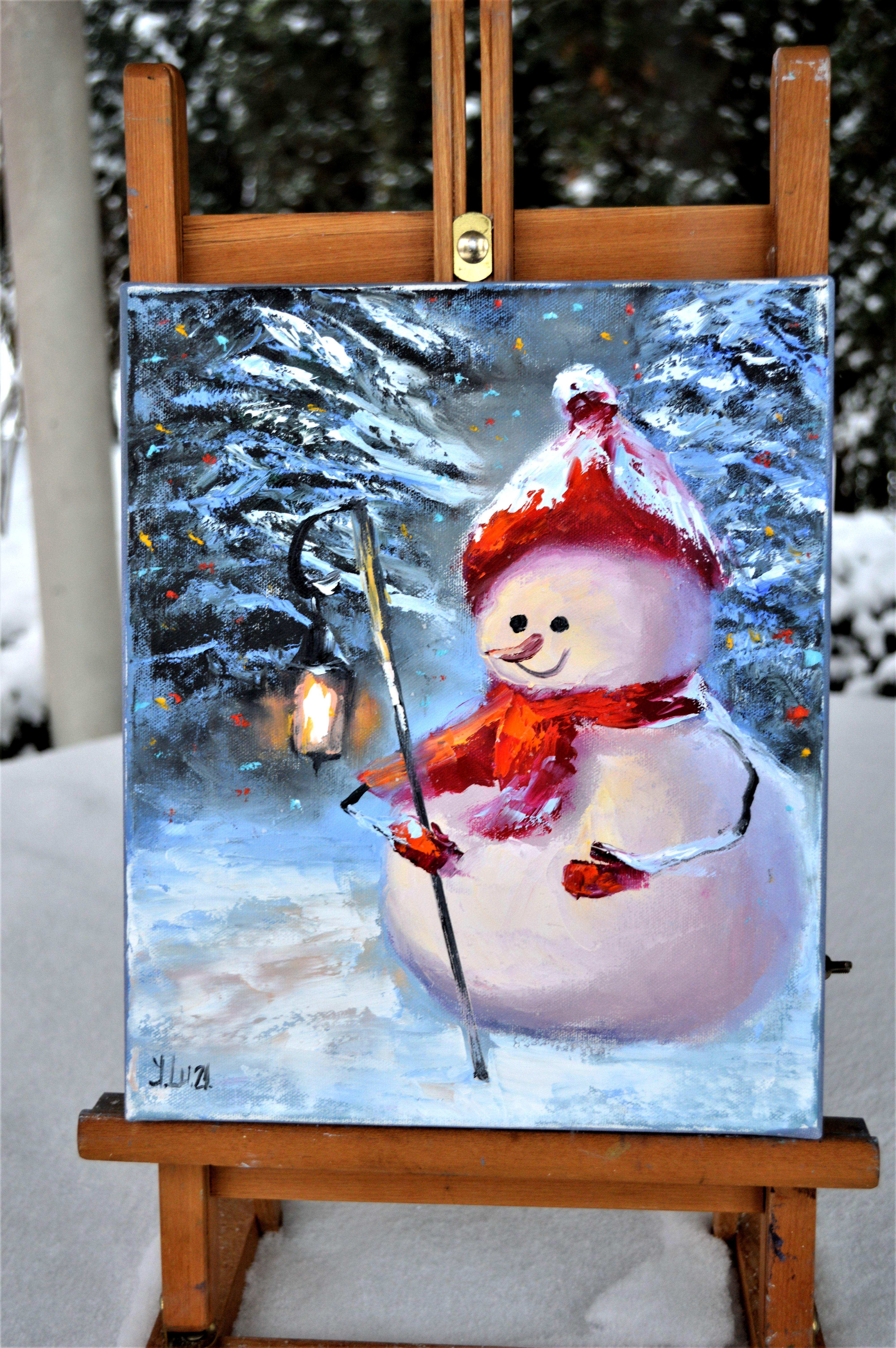 Snowman with a flashlight 30X25 For Sale 2