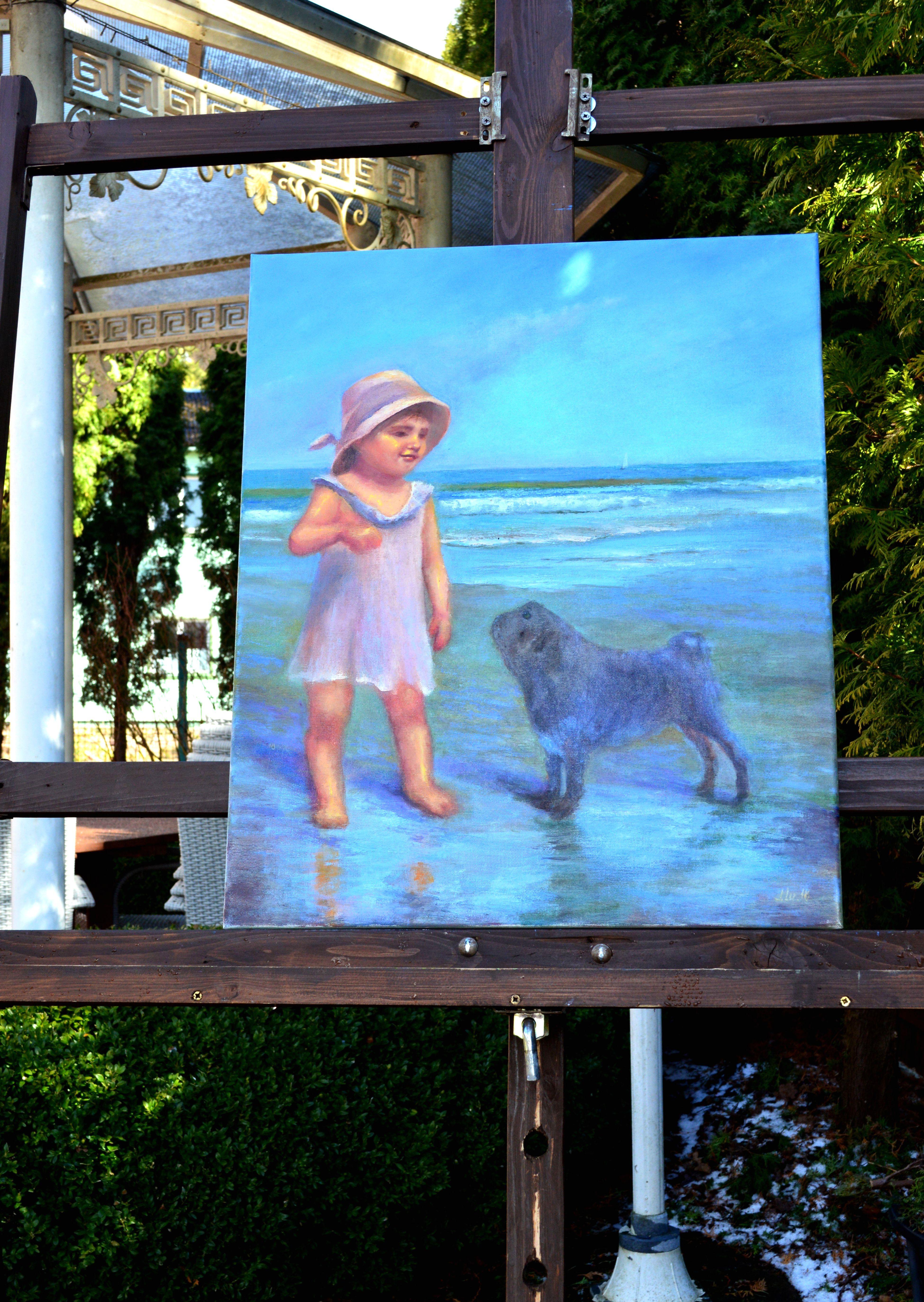 Sophie in mare - Painting di Elena Lukina