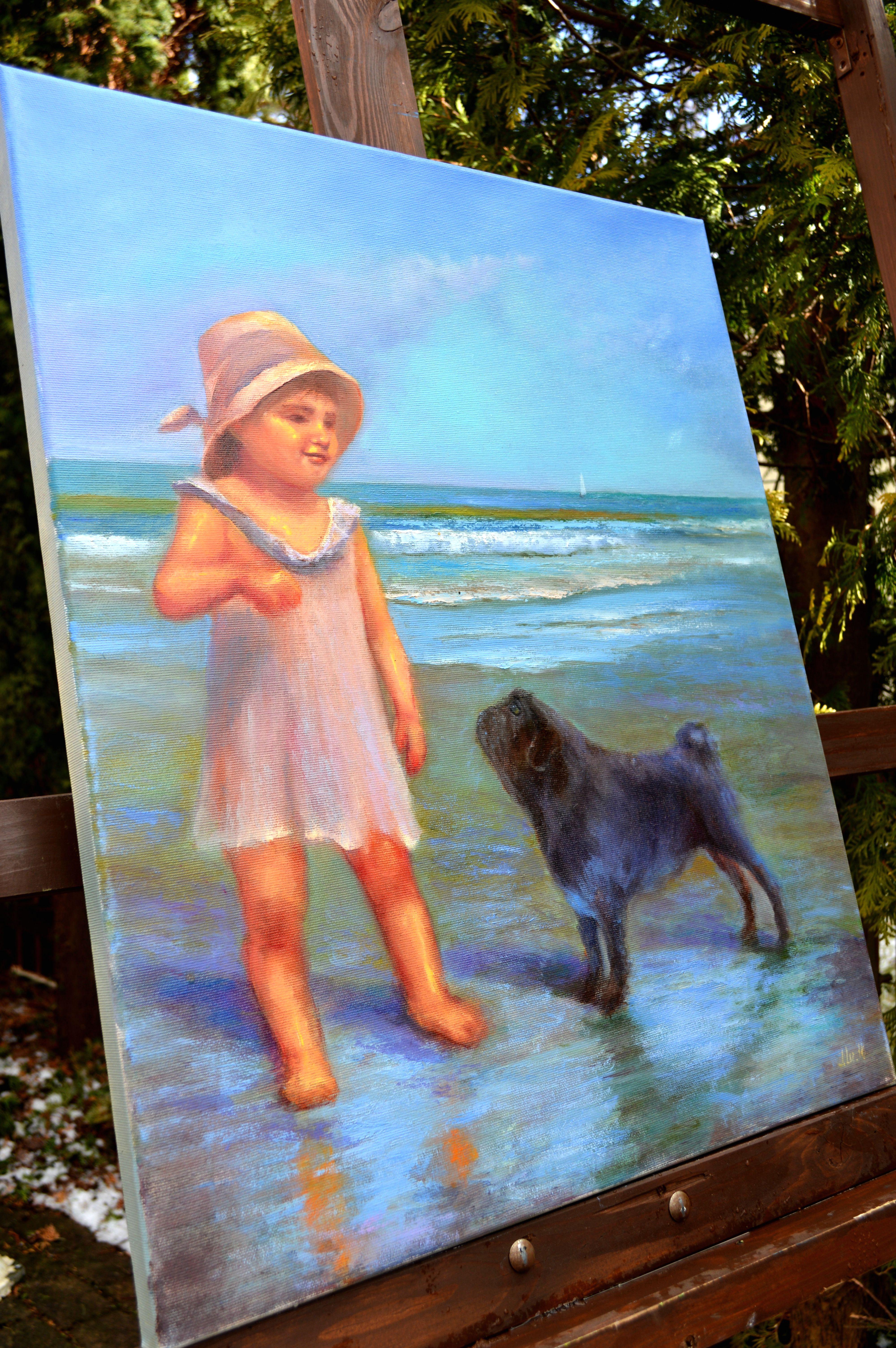 Sophie in mare - Painting Espressionista di Elena Lukina