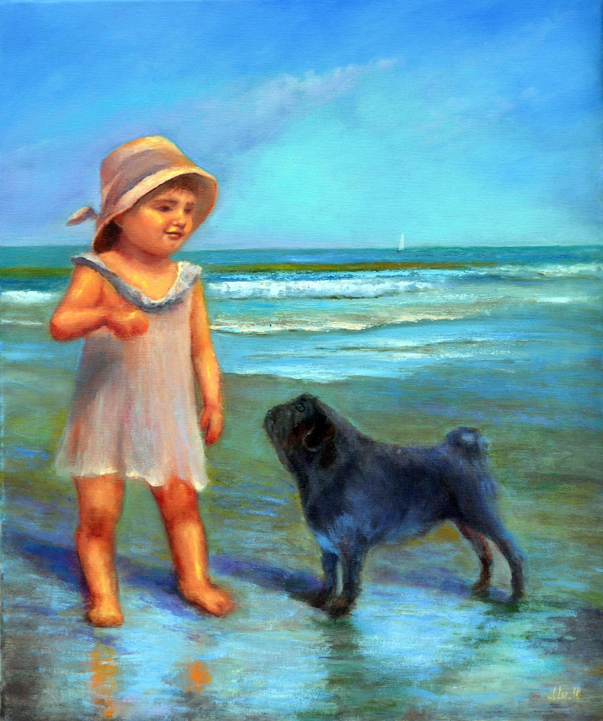 Landscape Painting di Elena Lukina - Sophie in mare