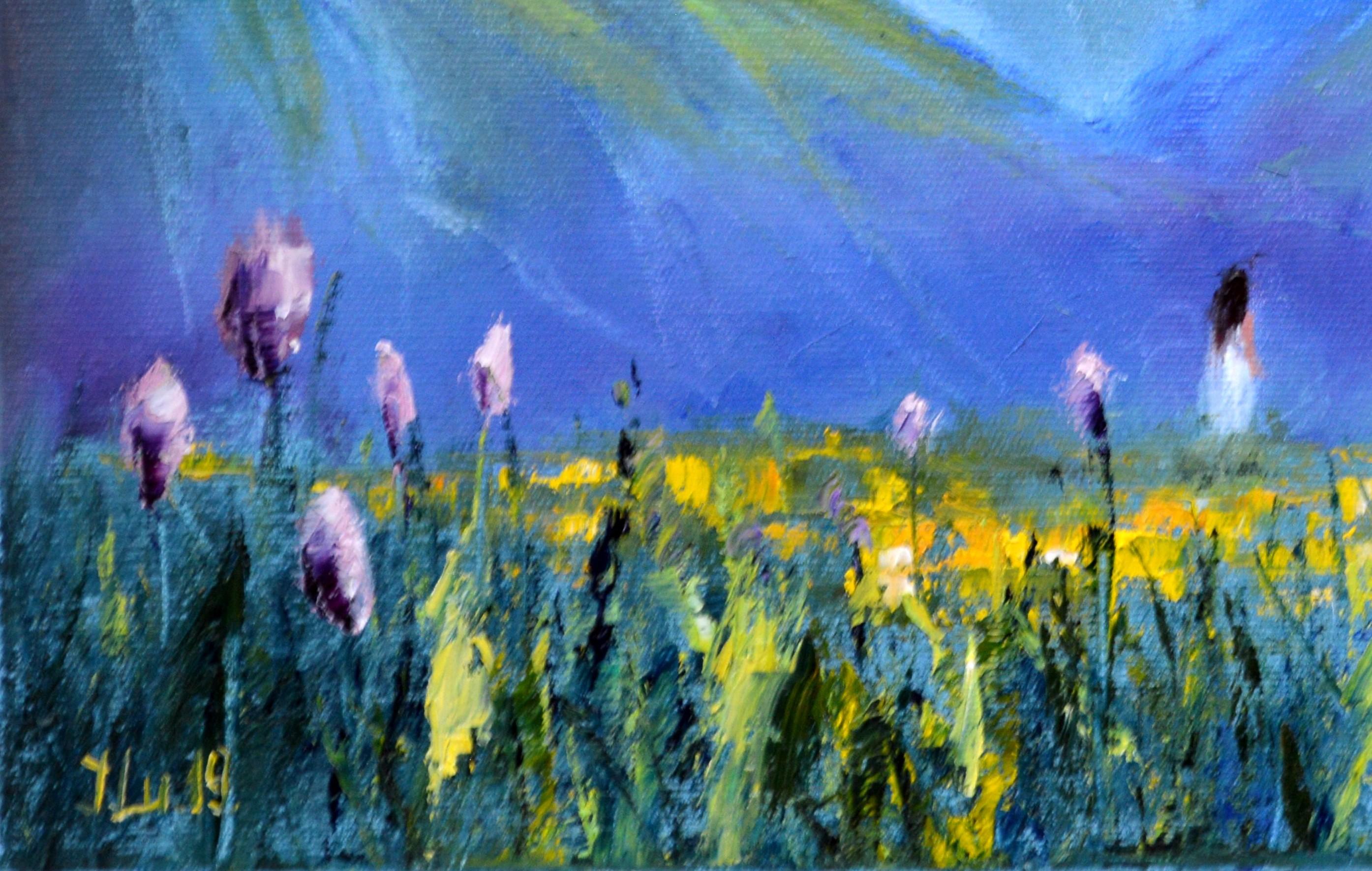 Frühlingskräuter 35X45 (Blau), Interior Painting, von Elena Lukina