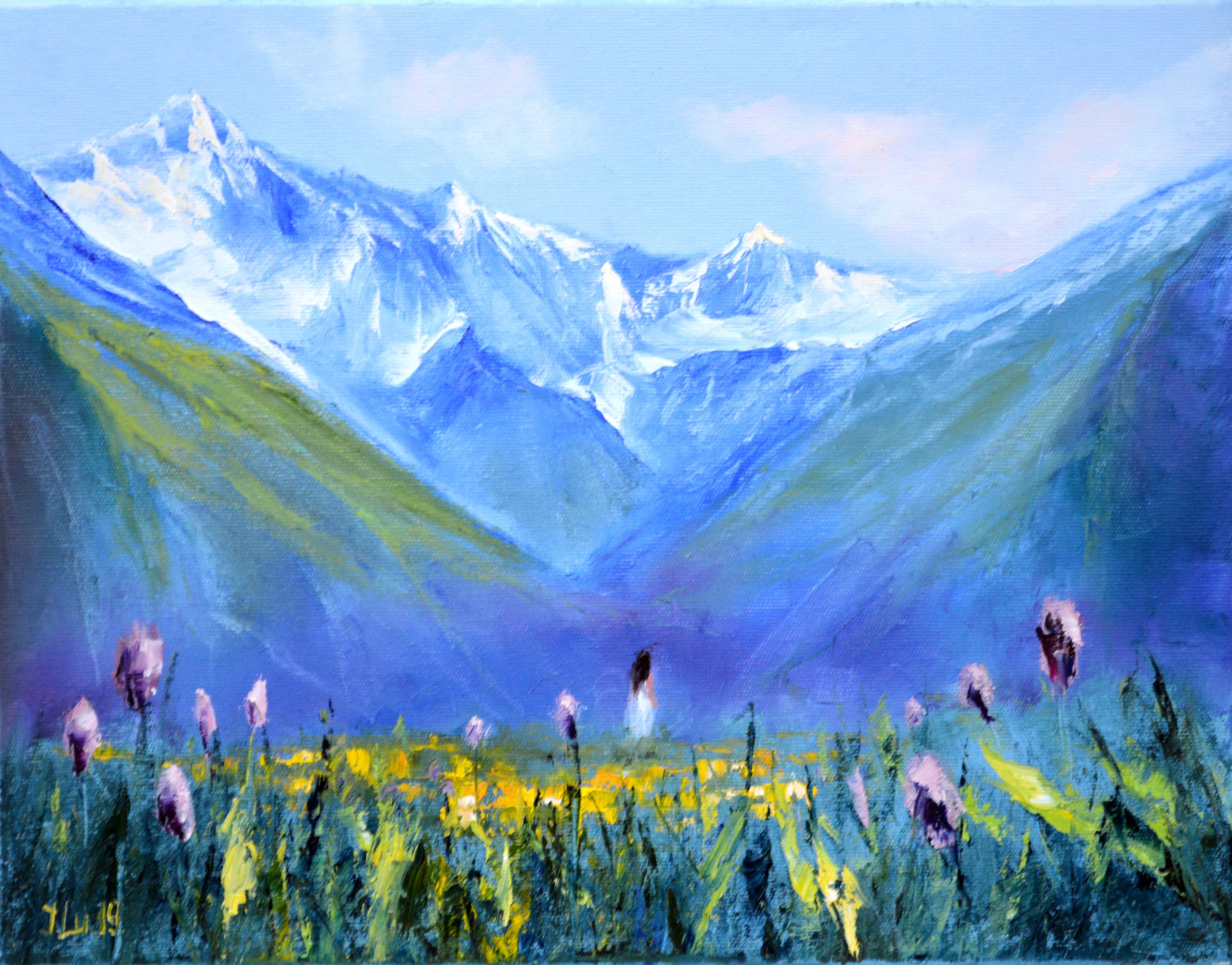 Elena Lukina Landscape Painting - Spring Herbs 35X45