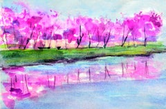 Spring Reflection Watercolor on Paper, Expressionist, 2010s, Unframed