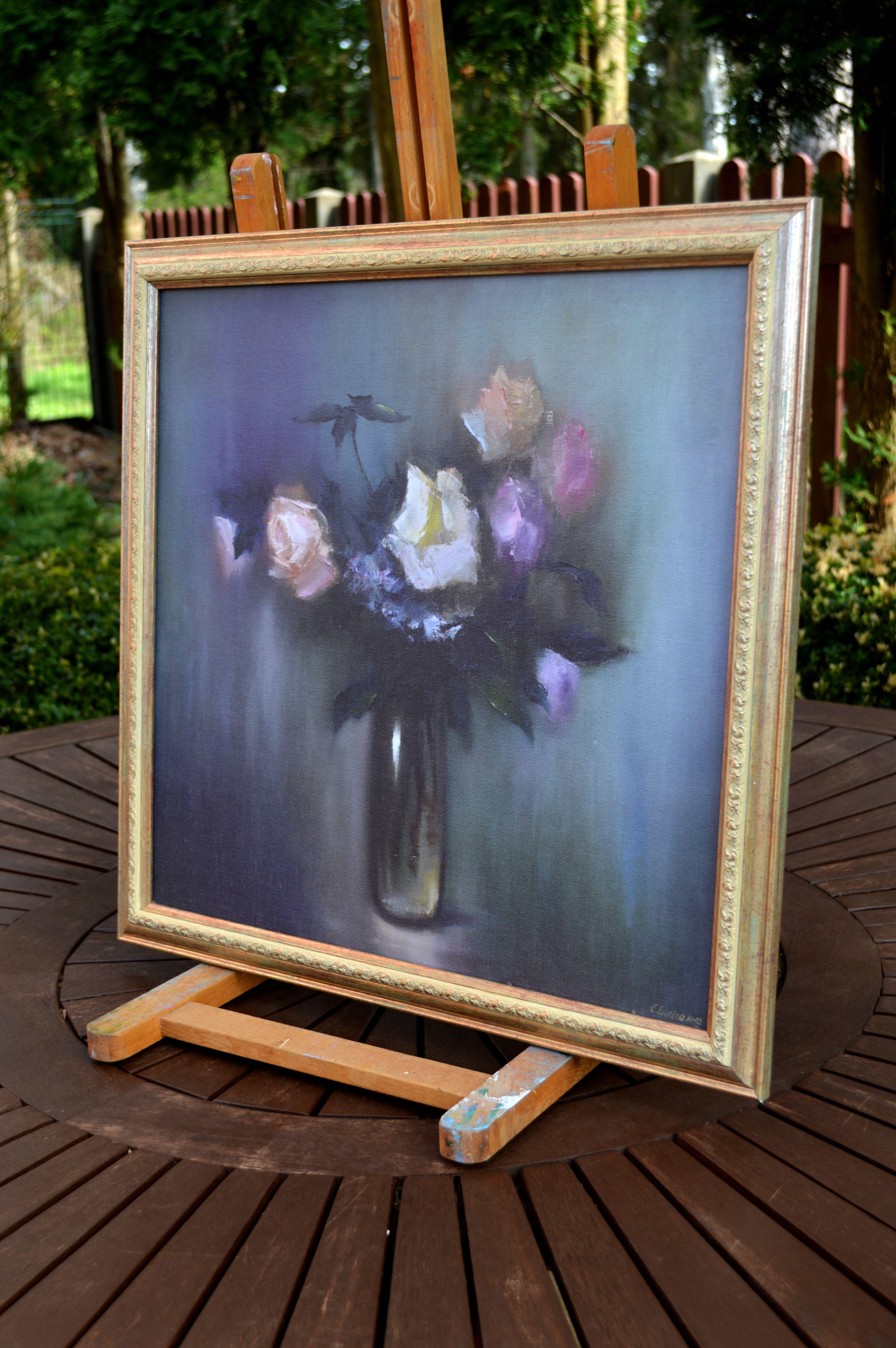 Bodegón con ramo de rosas Impresión Giclée - Interior Painting Gris de Elena Lukina