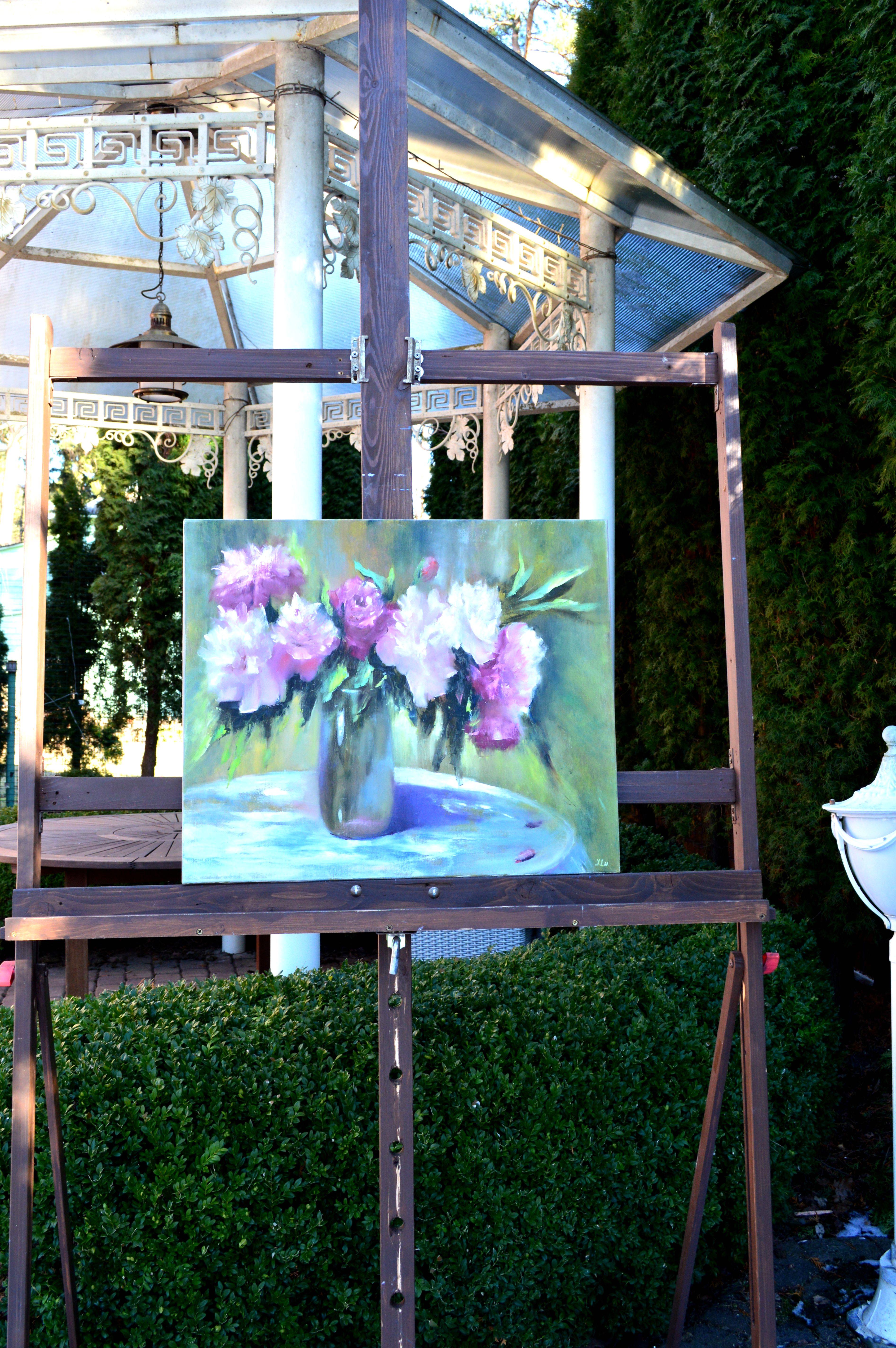 Still life with peonies - Painting by Elena Lukina