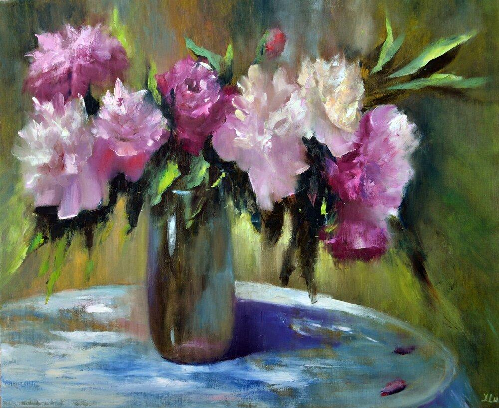 Elena Lukina Interior Painting - Still life with peonies