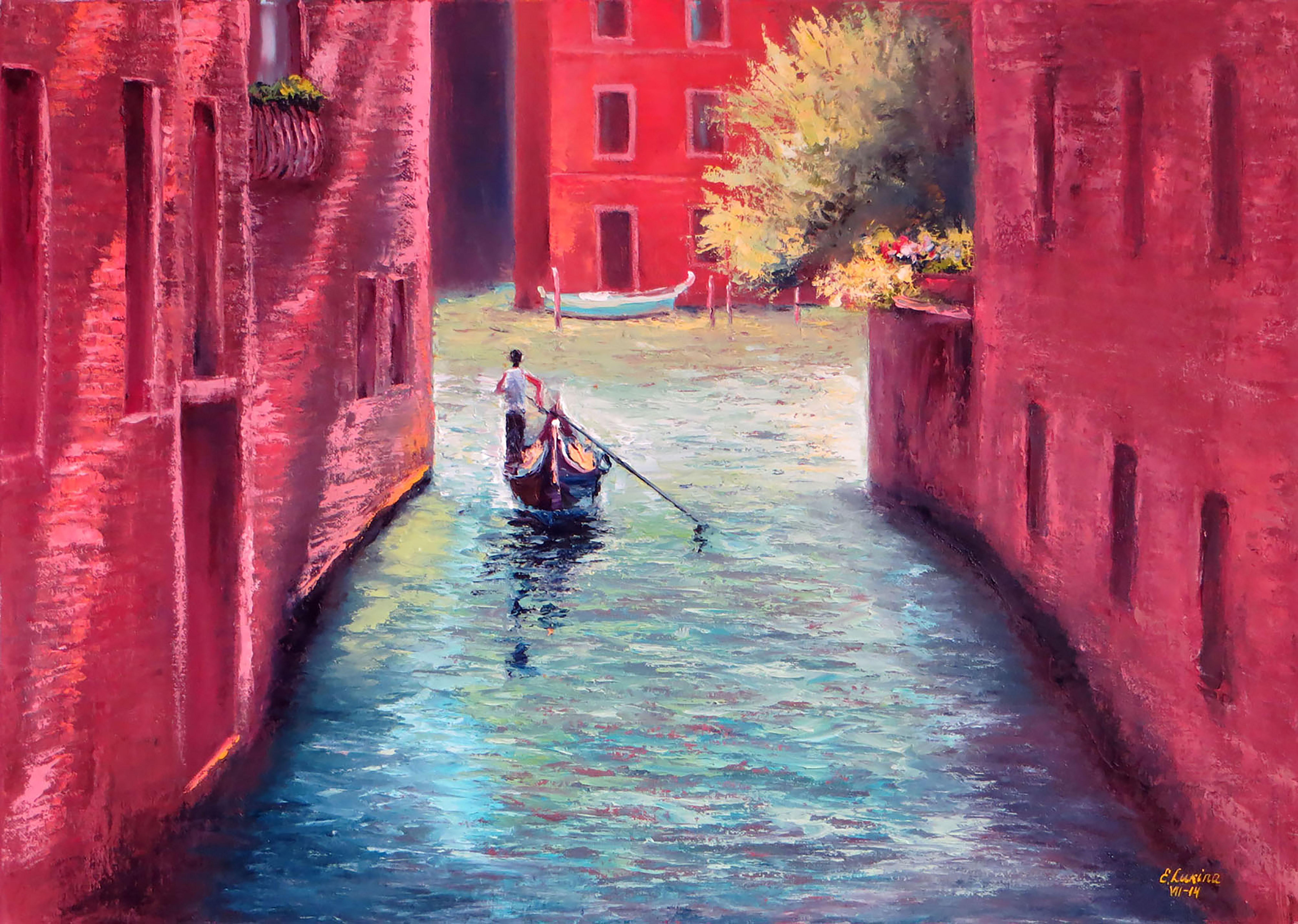 Elena Lukina Landscape Painting - Street in Venice 50X70