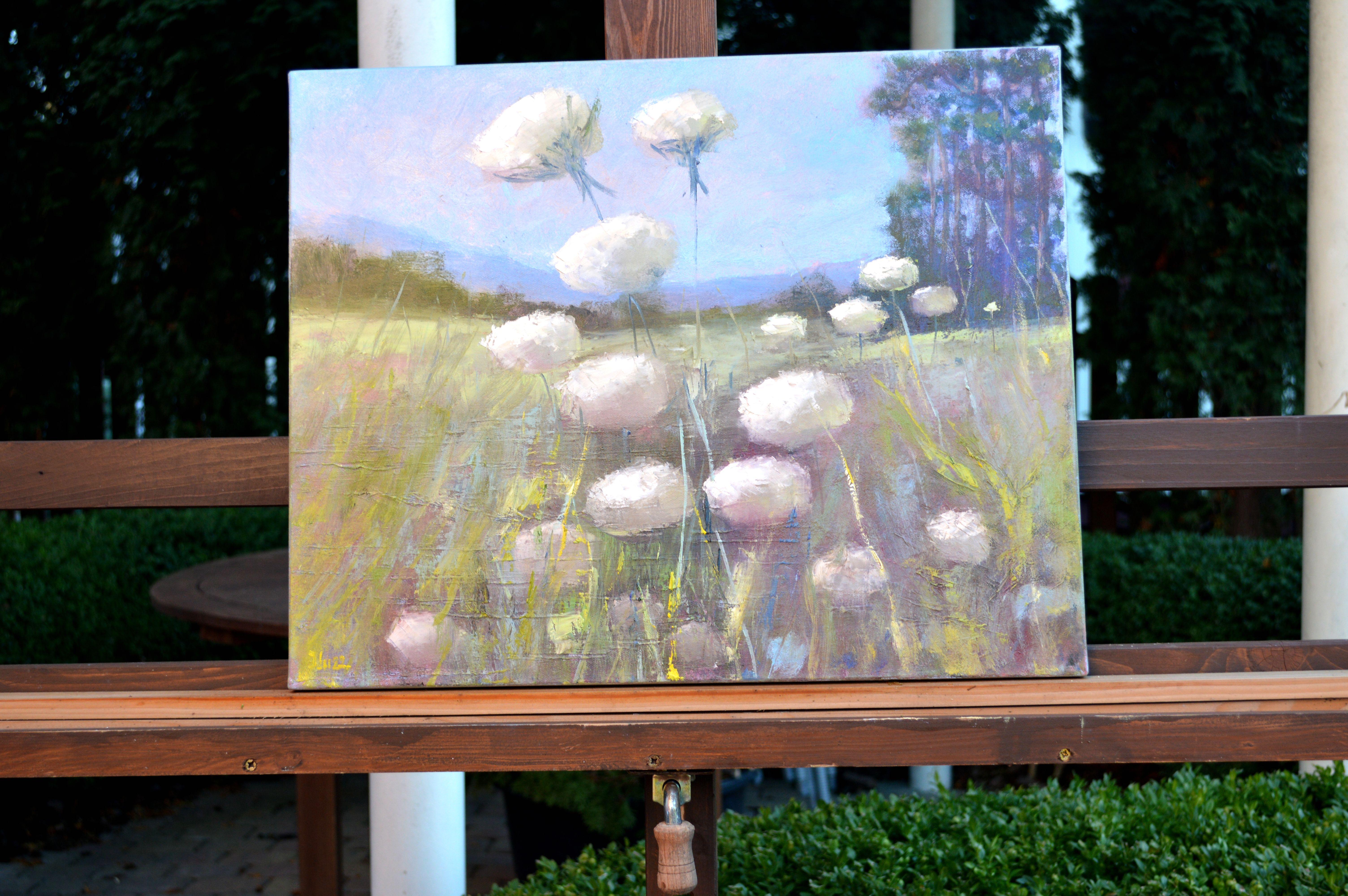 Sommerliche Wildkräuter auf dem Feld – Painting von Elena Lukina