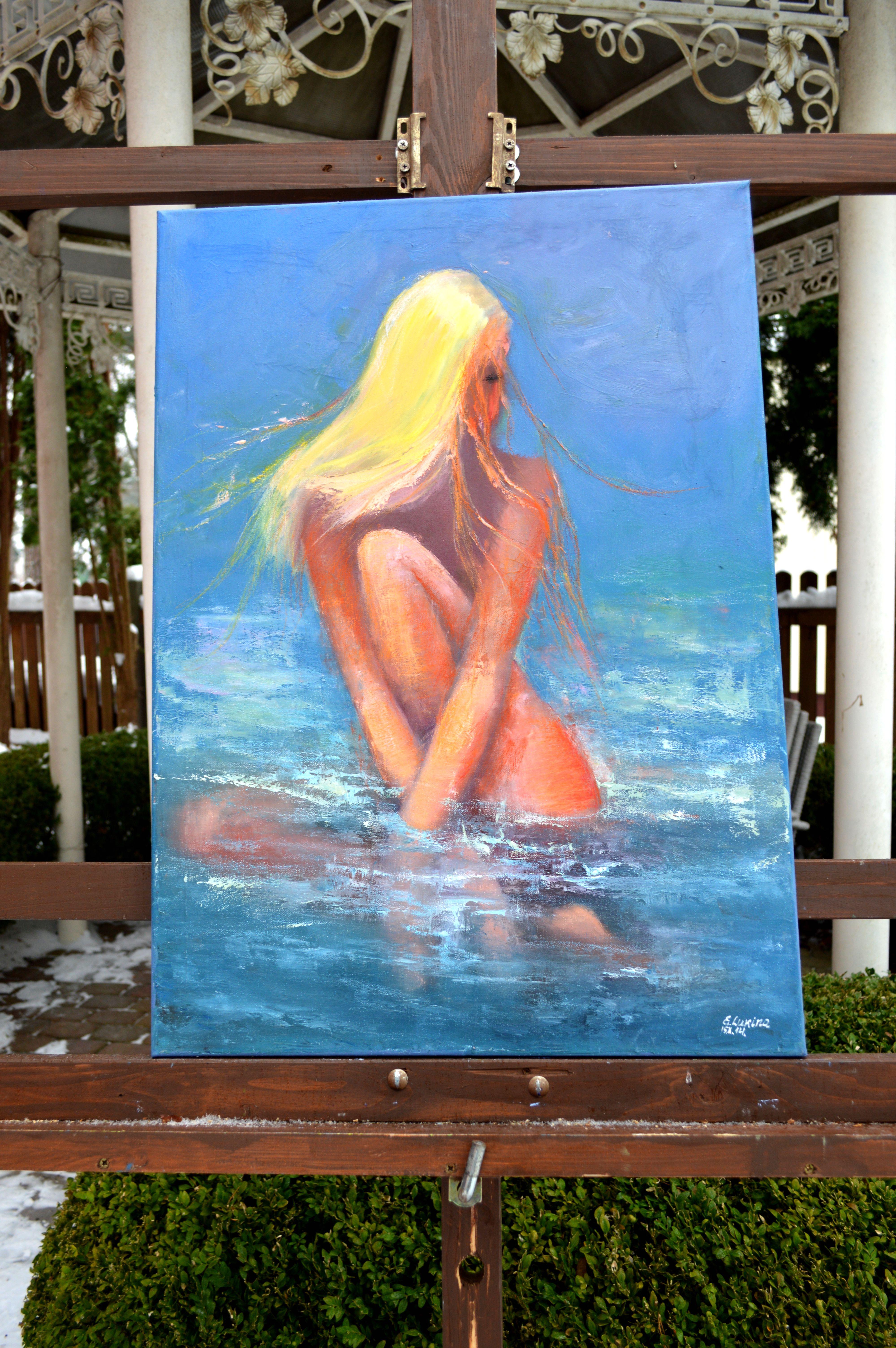 Sun. Sea. Beach. - Expressionist Painting by Elena Lukina