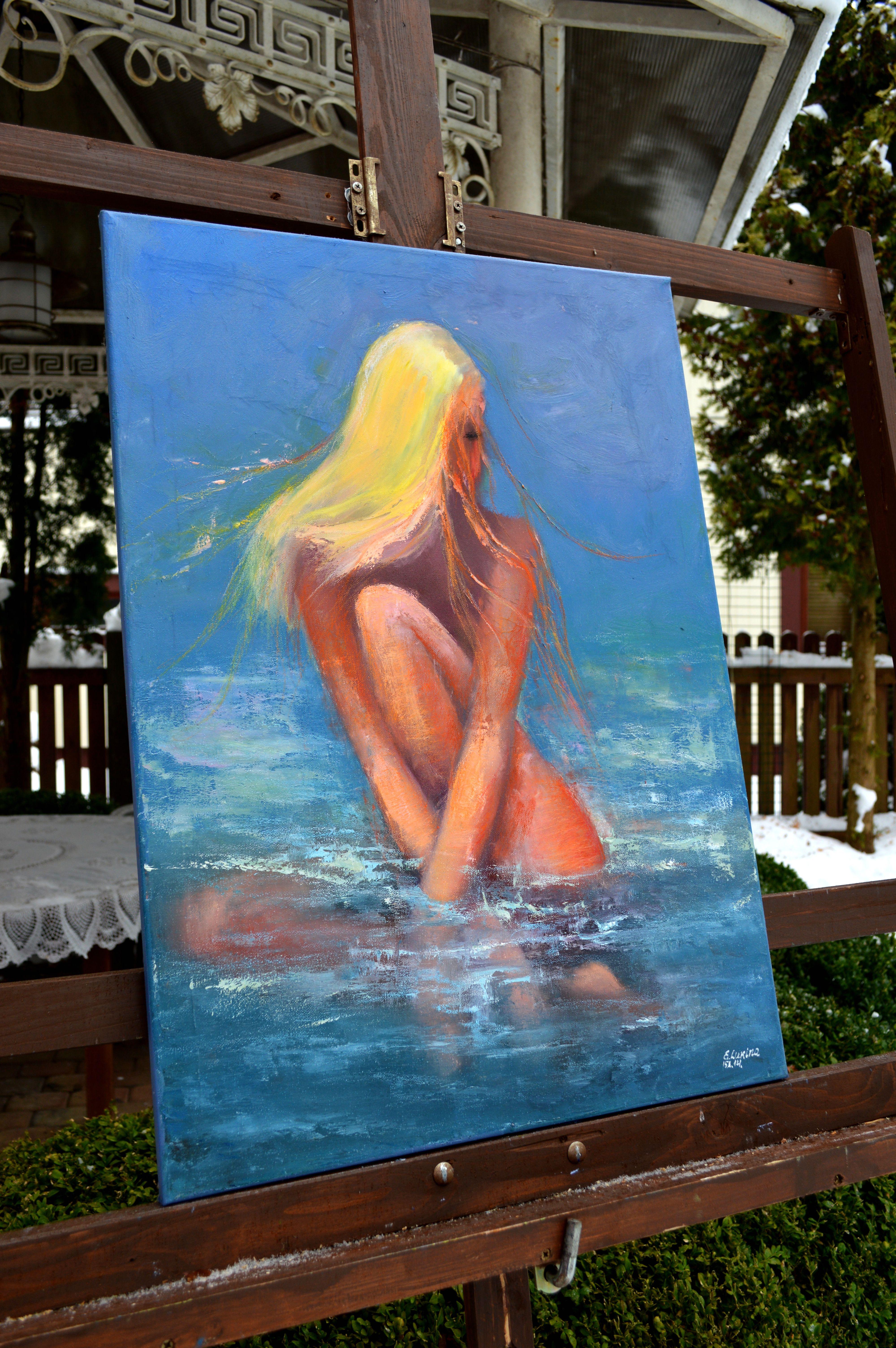 Sun. Sea. Beach. - Blue Interior Painting by Elena Lukina