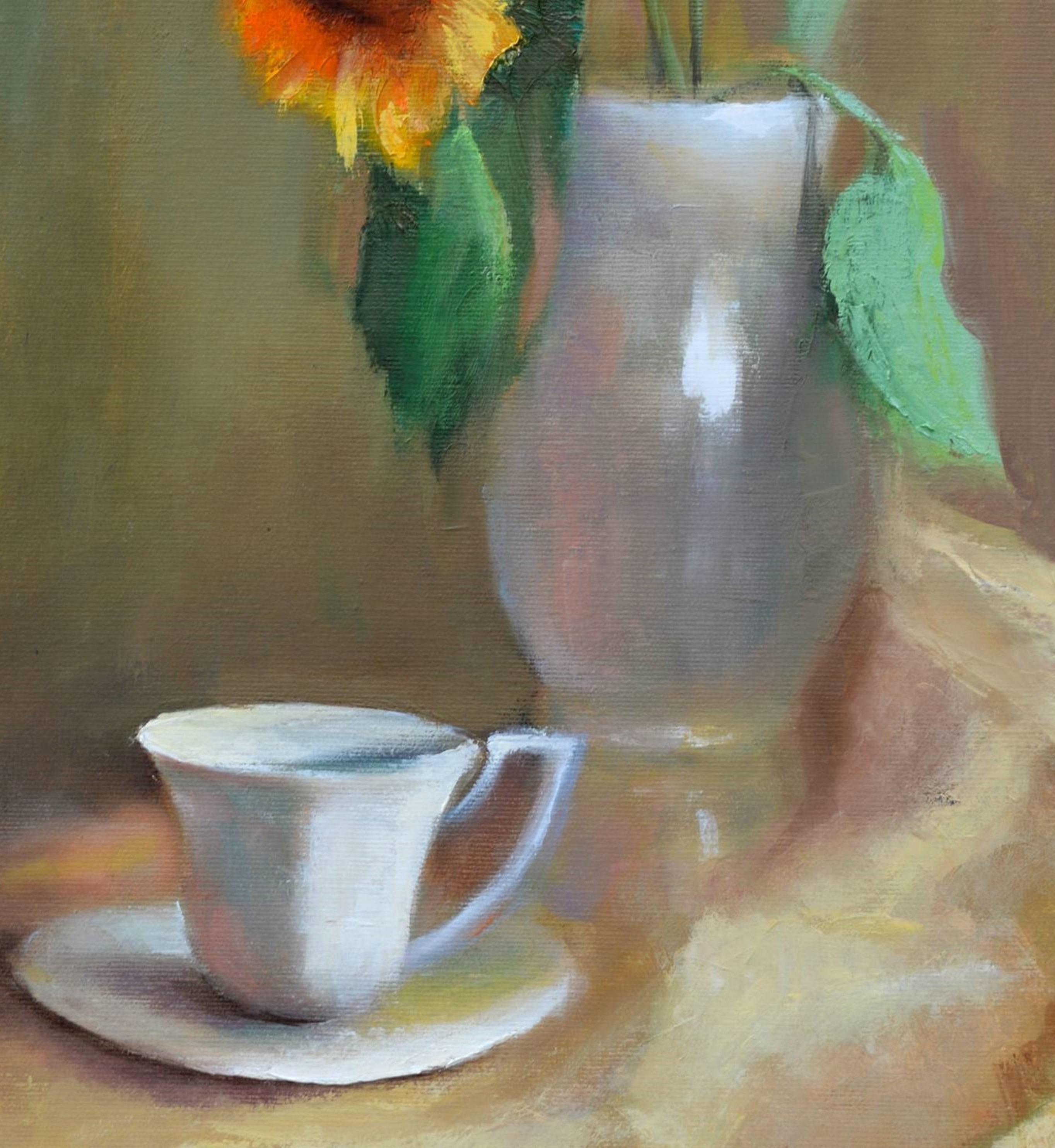 Sunflower 50X40 - Expressionist Painting by Elena Lukina