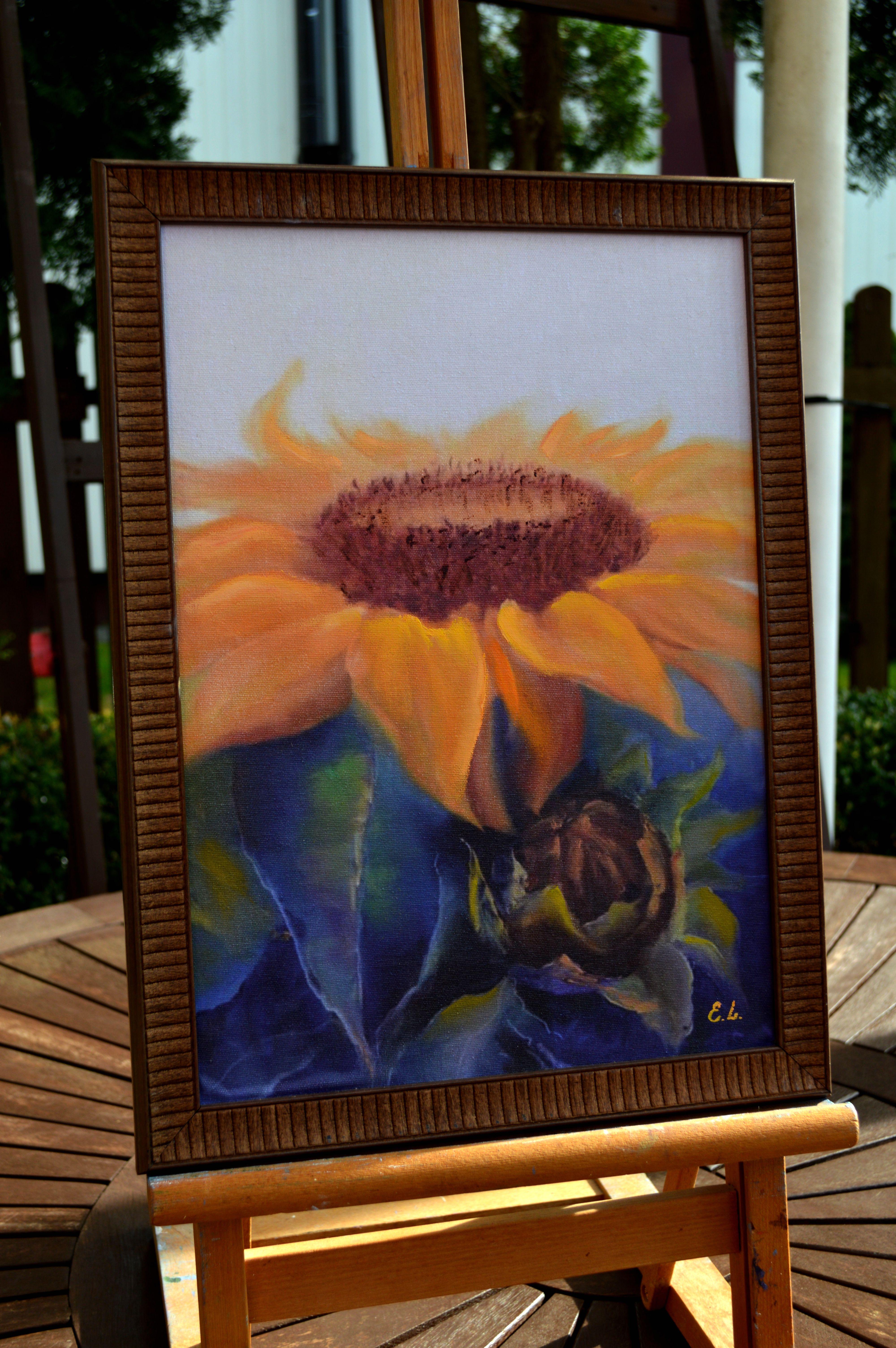 Sunflower - Expressionist Painting by Elena Lukina