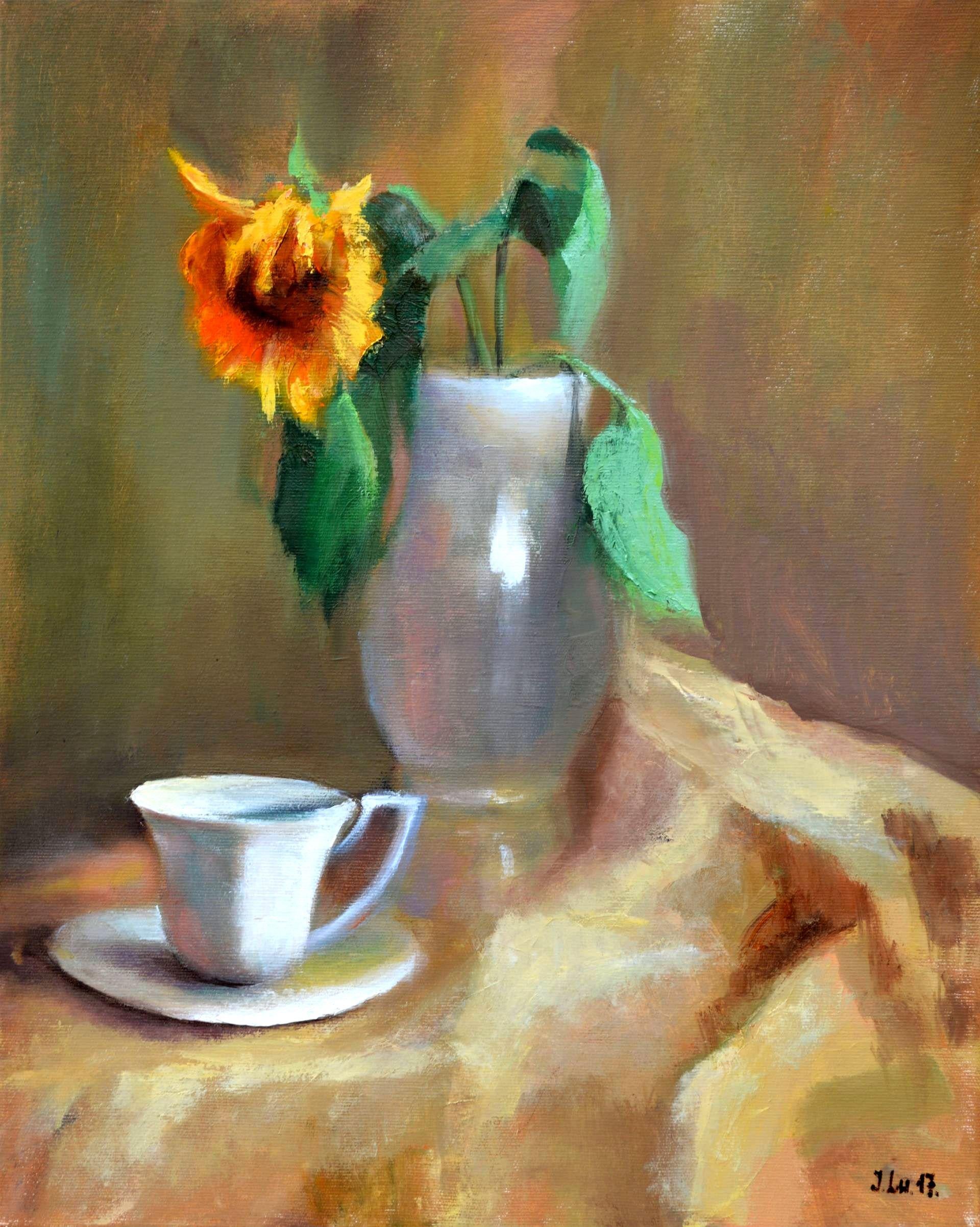 Elena Lukina Still-Life Painting - Sunflower 50X40