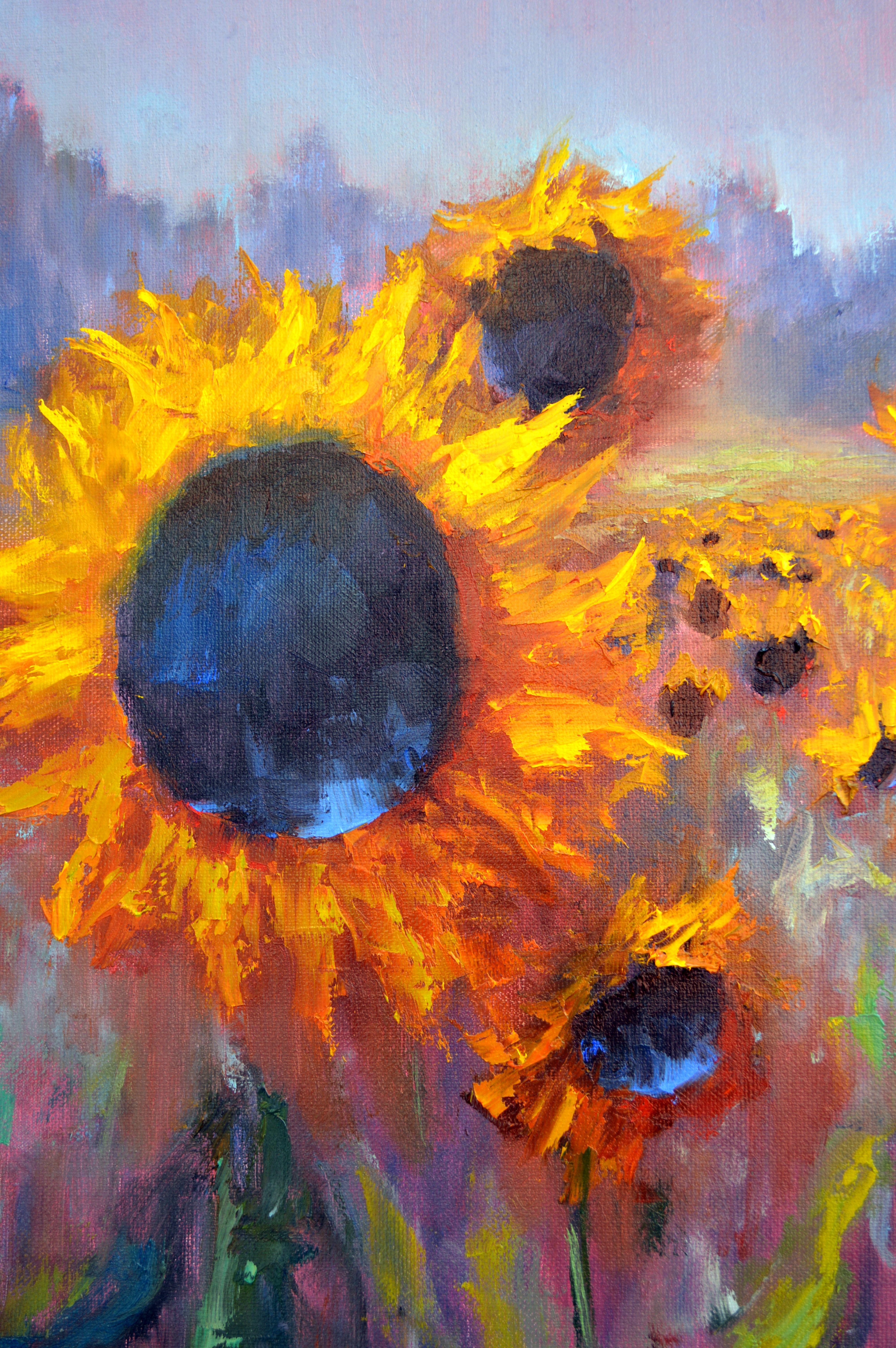 Sonnenblumenzeit 65X50 – Painting von Elena Lukina