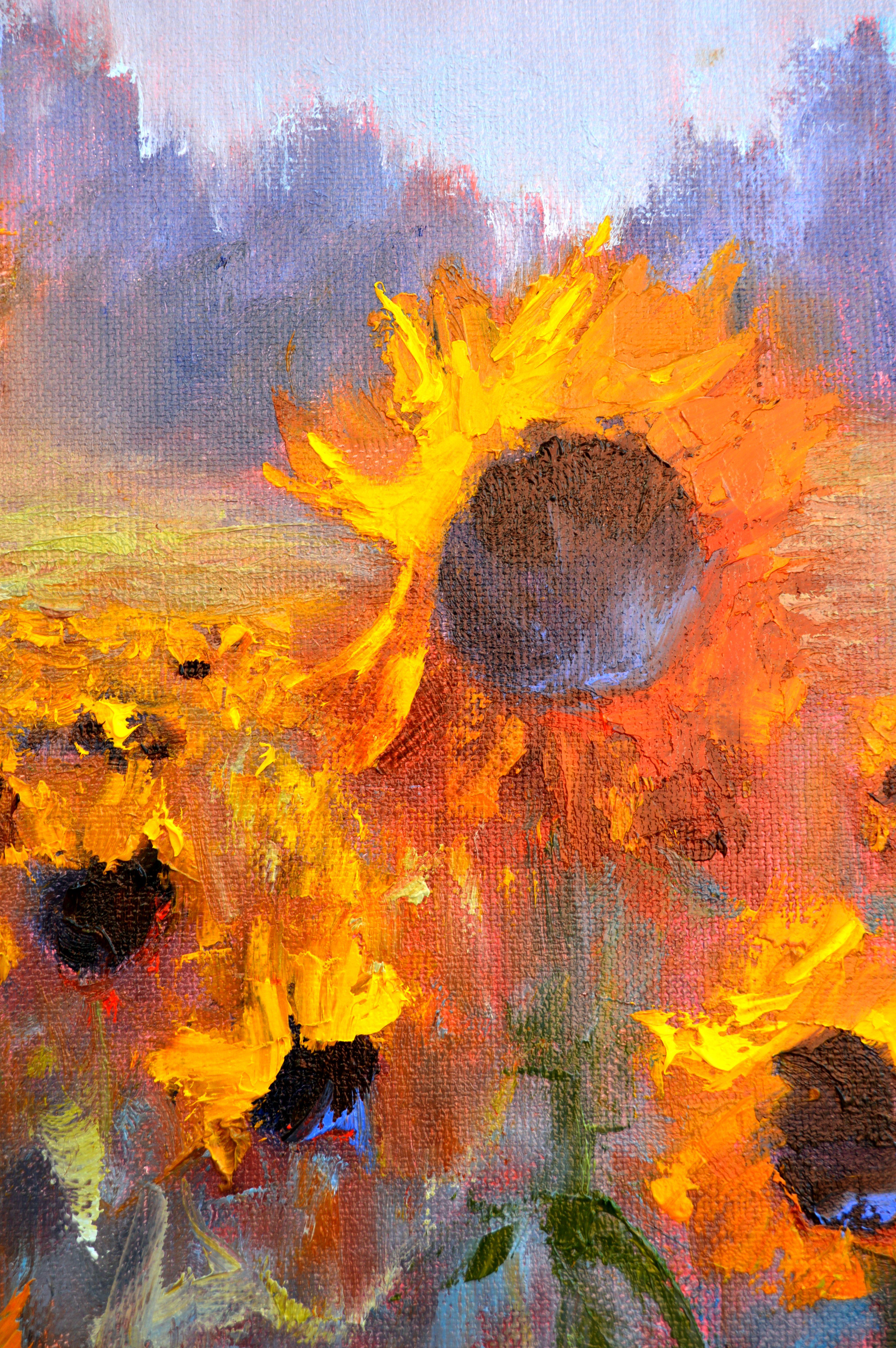Sonnenblumenzeit 65X50 (Expressionismus), Painting, von Elena Lukina