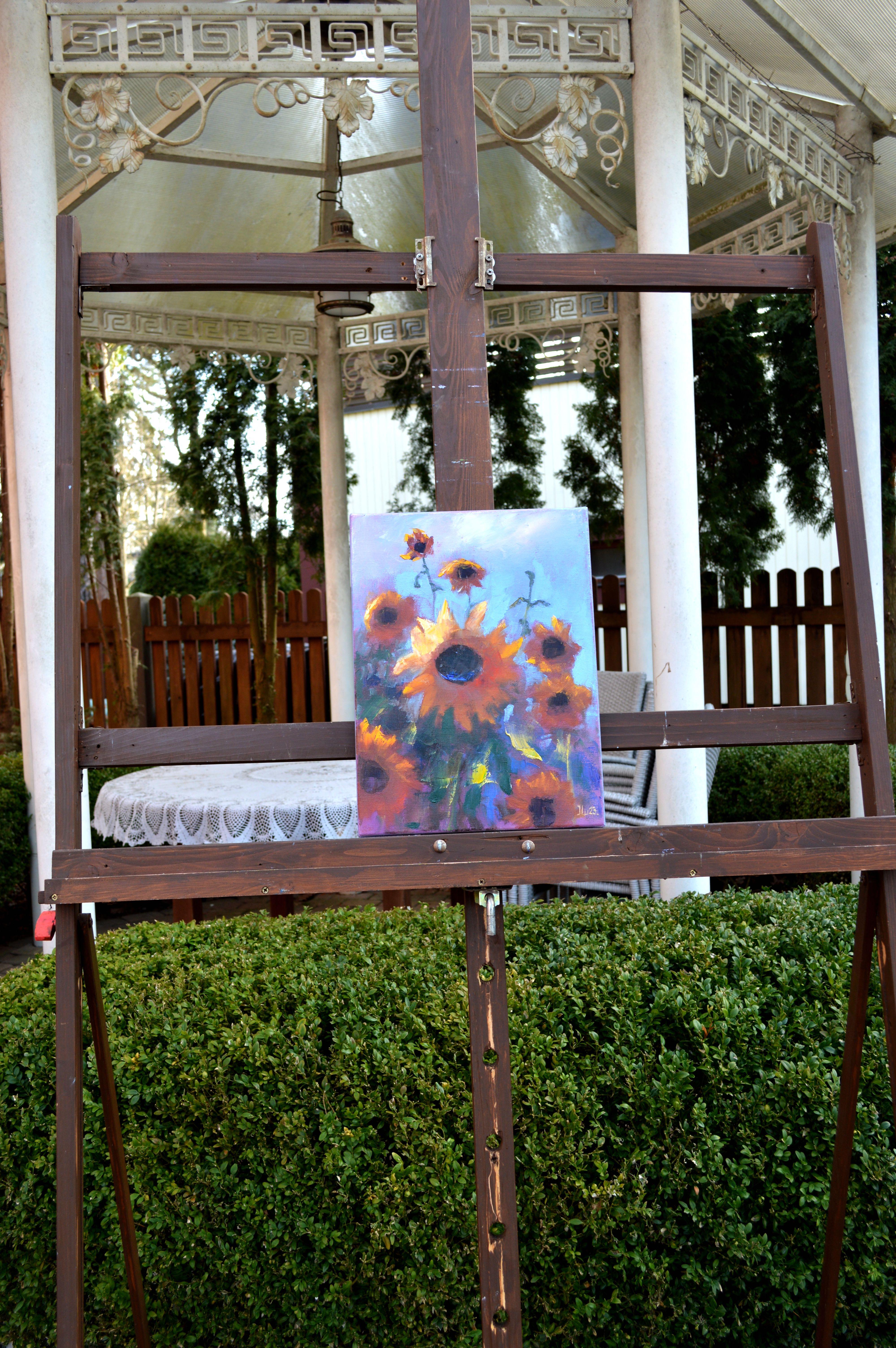 Sonnenblumen 40X30 (Expressionismus), Painting, von Elena Lukina