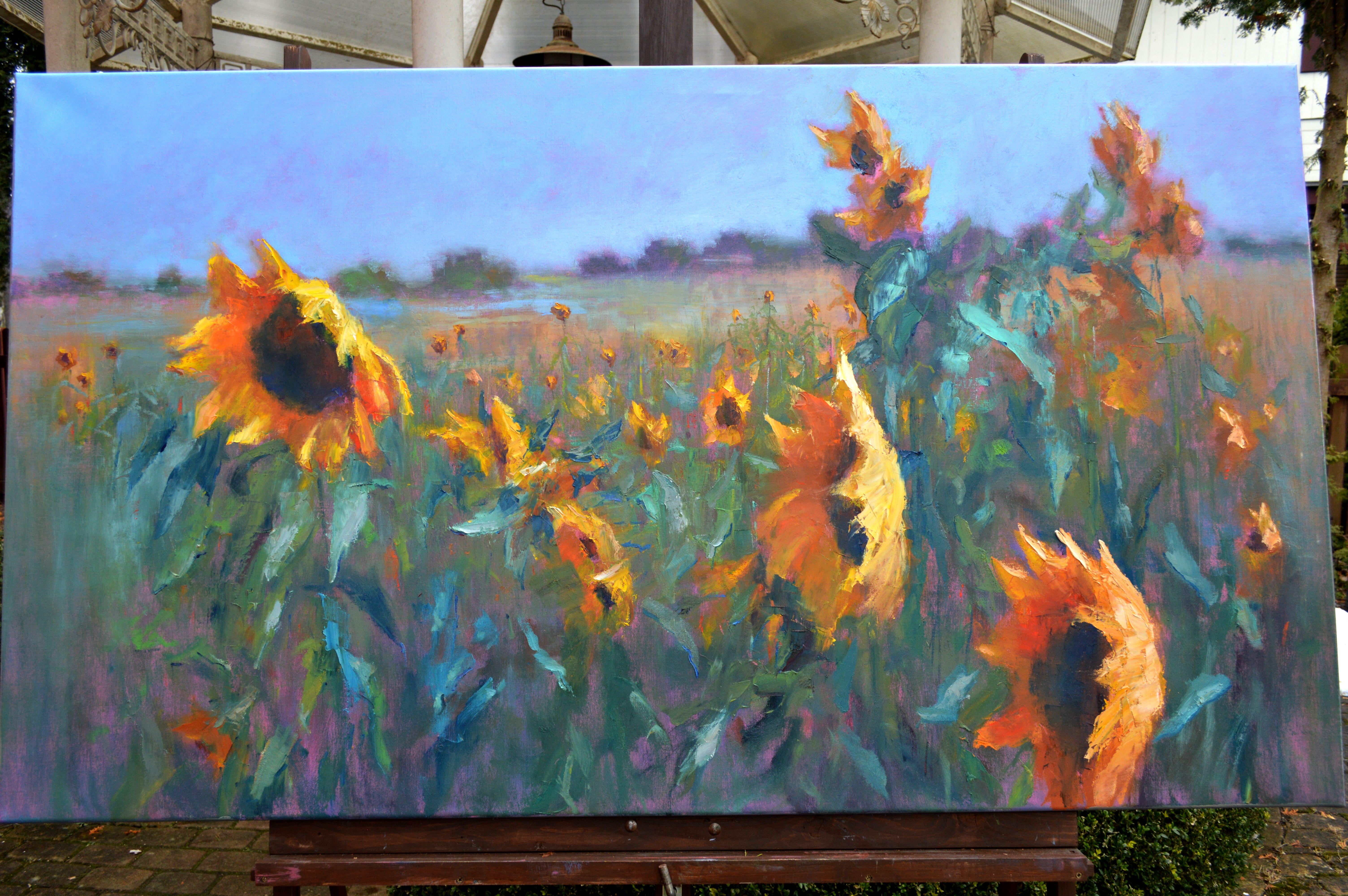 Sunflowers  - Expressionist Painting by Elena Lukina