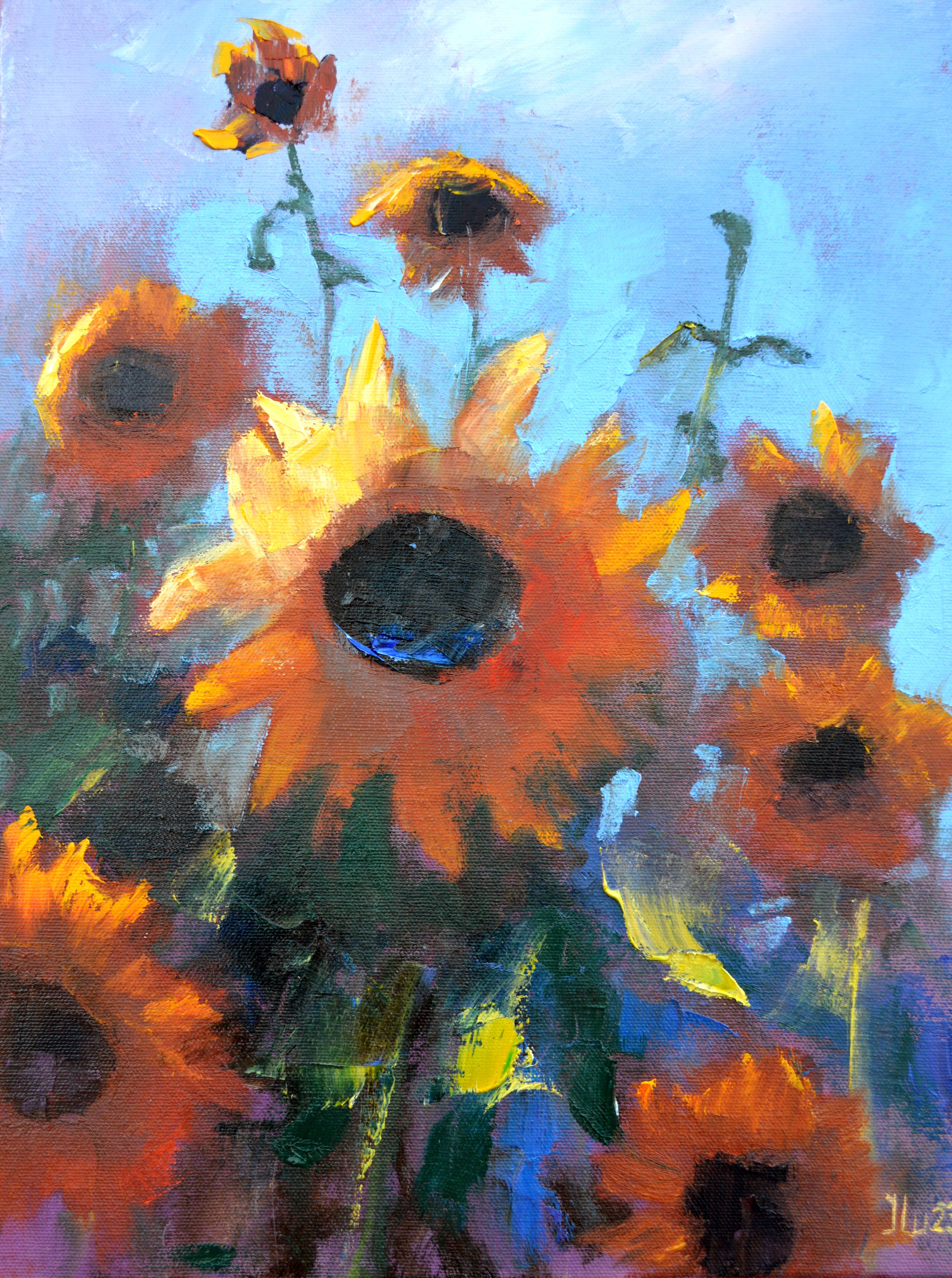 Elena Lukina Still-Life Painting – Sonnenblumen 40X30