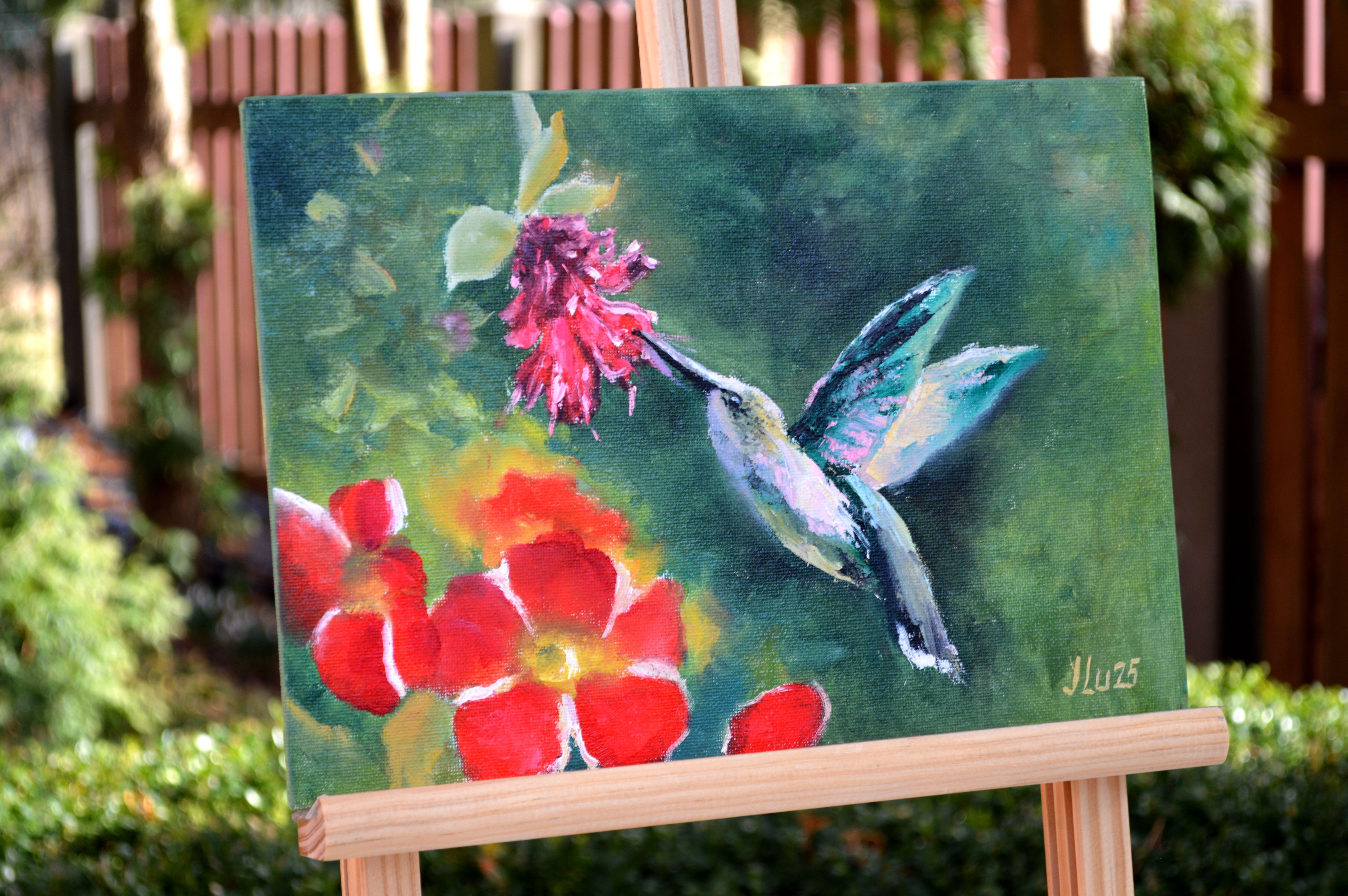 Nettare solare per colibrì - Painting Espressionista di Elena Lukina