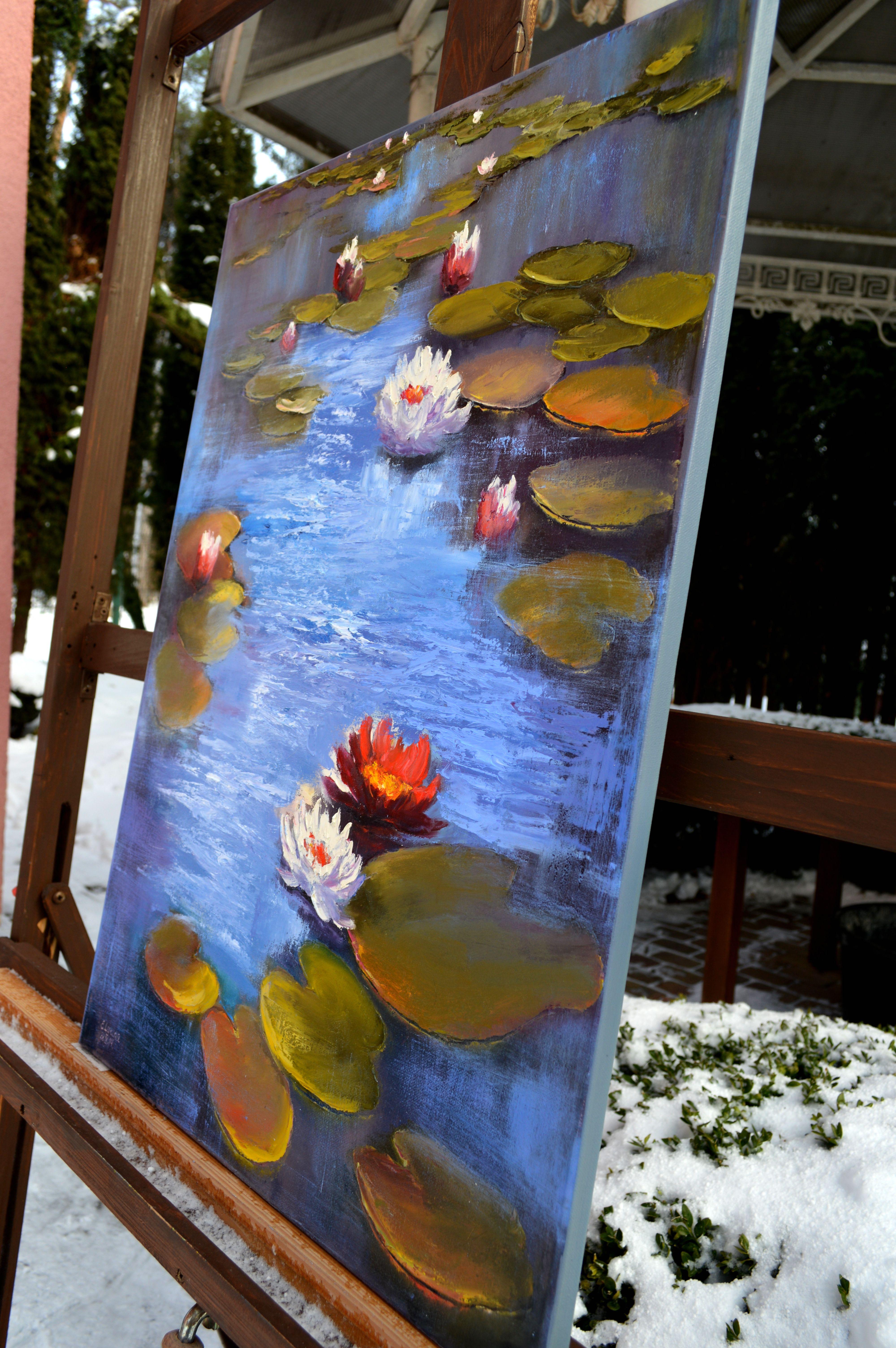 Sunny pond 70X50, Ölgemälde im Angebot 5