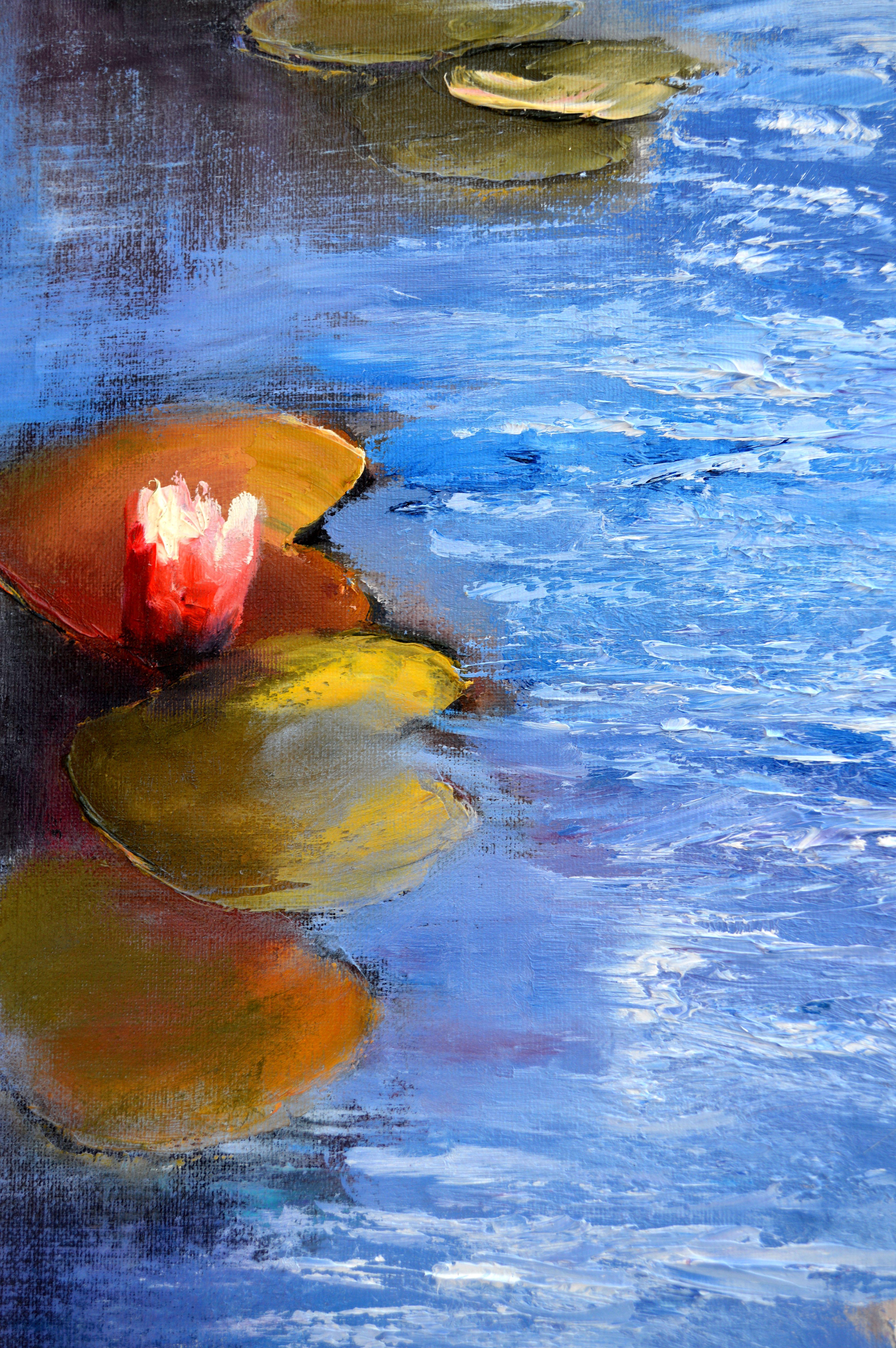 Sunny pond 70X50, Ölgemälde (Expressionismus), Painting, von Elena Lukina