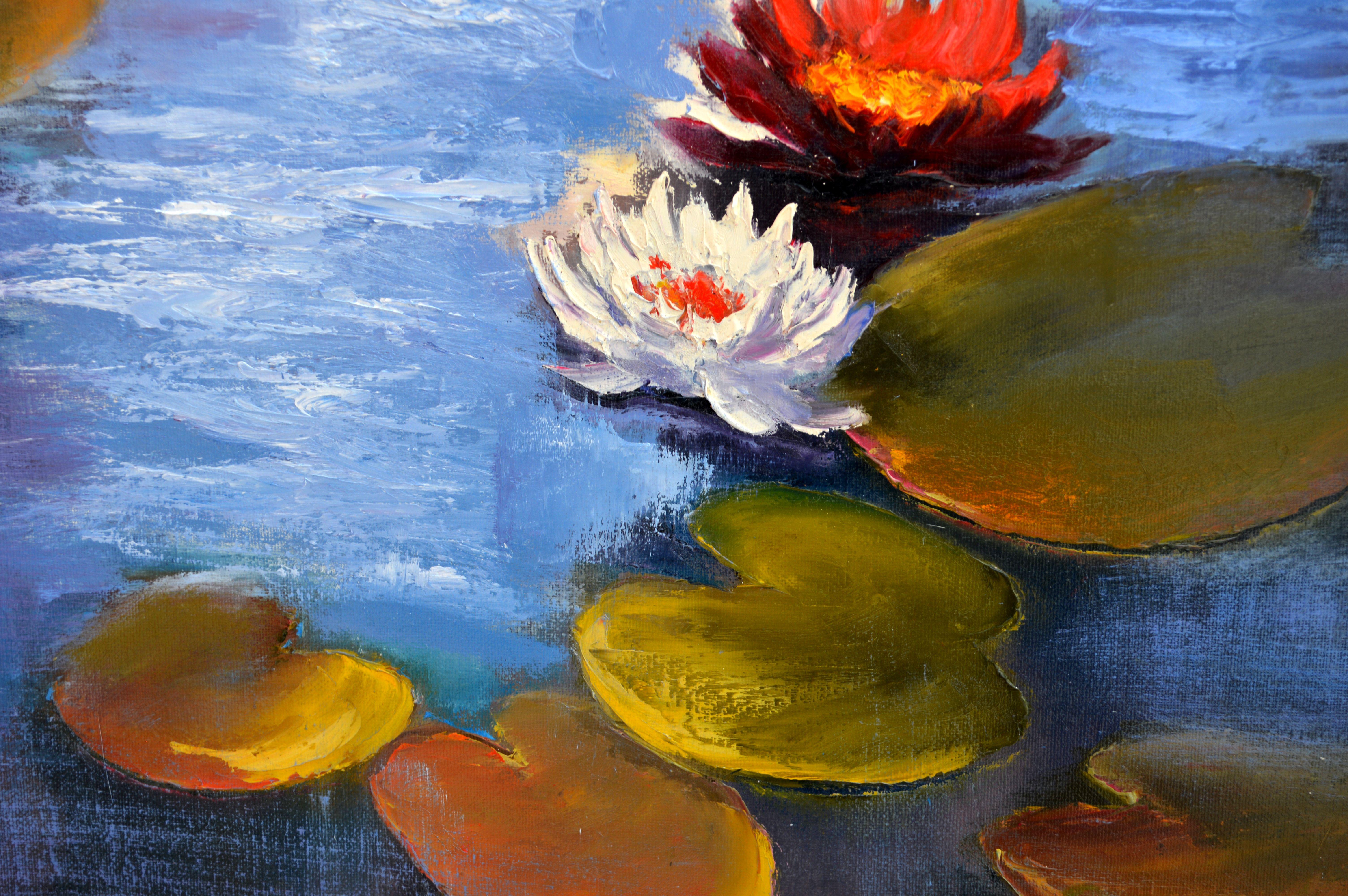 Sunny pond 70X50 oil painting For Sale 1