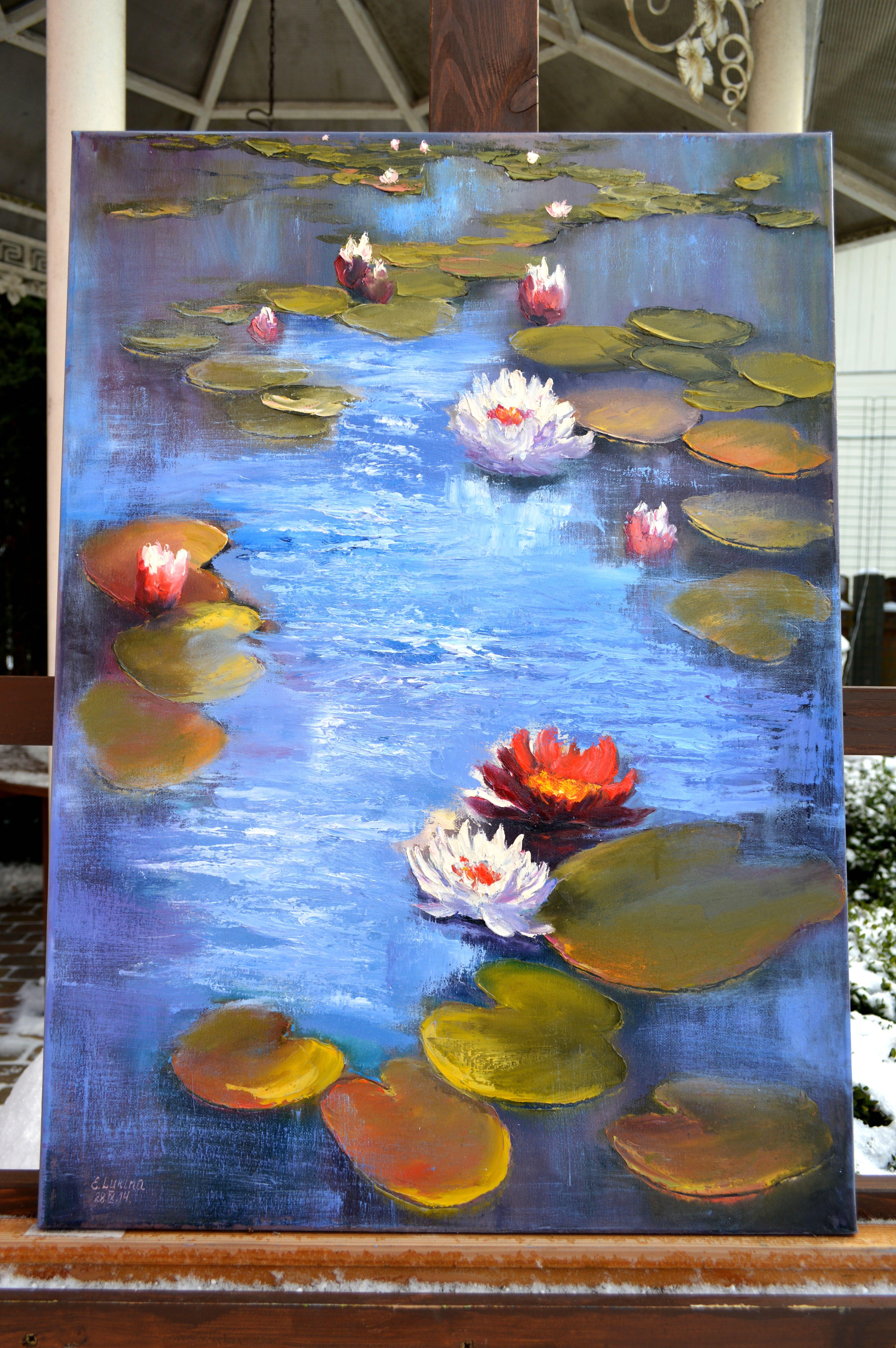 Sunny pond 70X50 oil painting For Sale 4