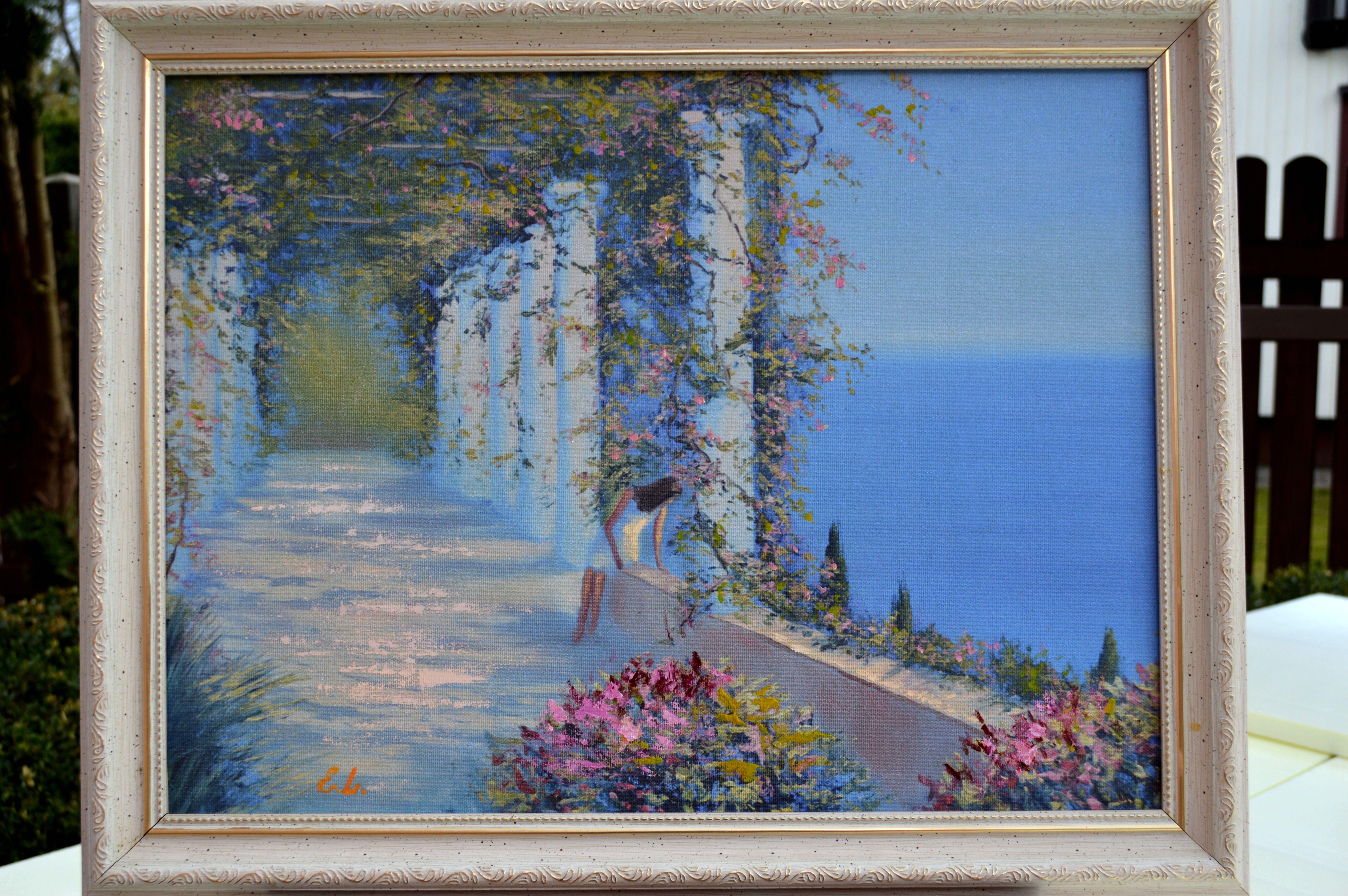 Terrazza soleggiata - Painting di Elena Lukina